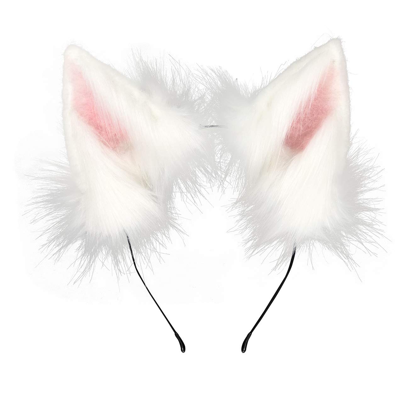 QinRuan Fox Cat Long Fur Ears Hair Headband - Animal Ears Cosplay Accessory for Halloween, Anime Conventions, and Costume Parties