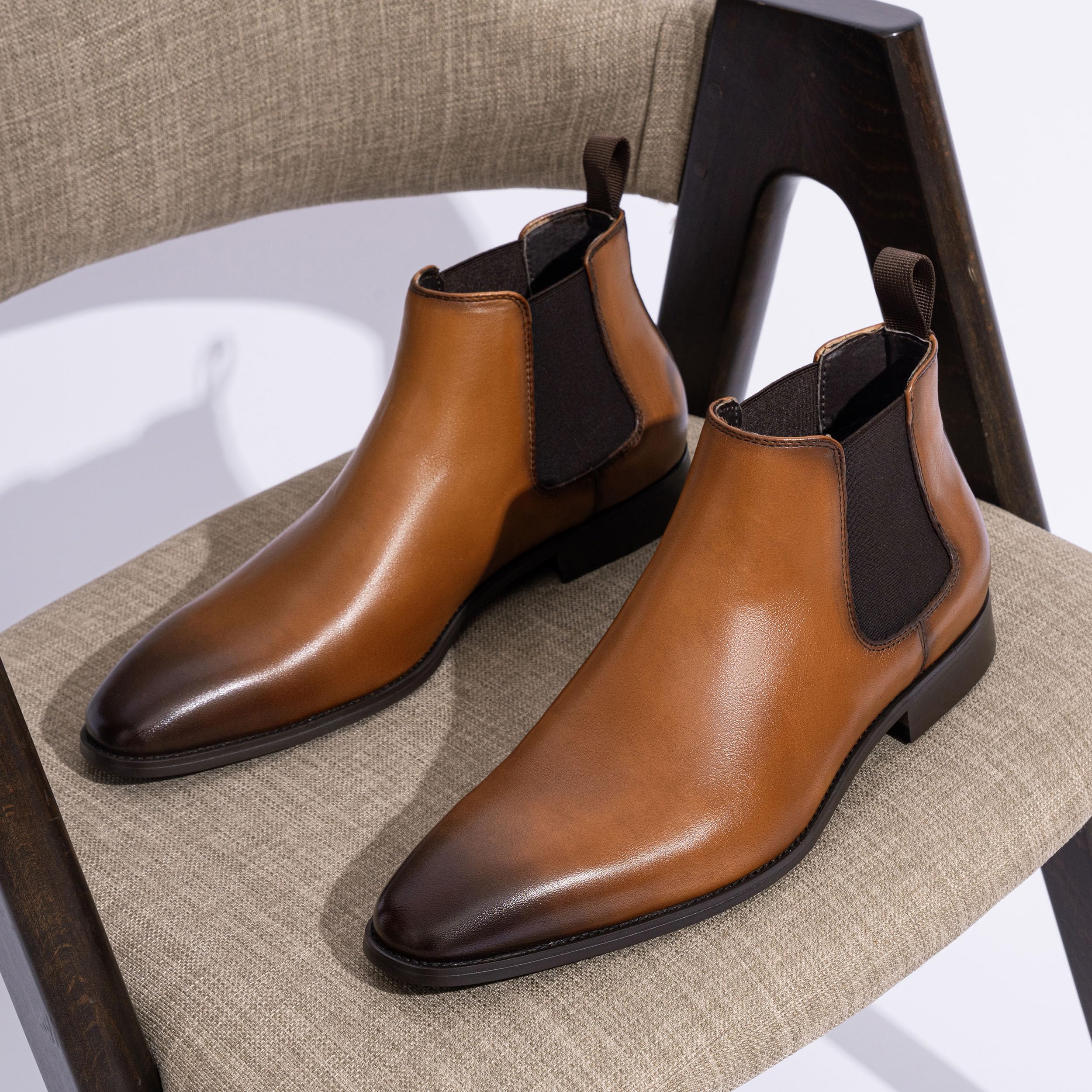 Jousen Men's Chelsea Boots - Polished Leather Dress Boots, Stylish Classic Retro Slip-On Boots for Men | Perfect for Office, Casual Wear & Night Out