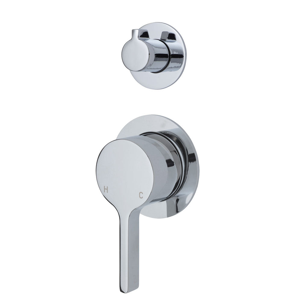 Fienza Sansa Small Round Plates Wall Diverter Mixer in Chrome - Perfect for Bathroom & Kitchen Faucet Installation