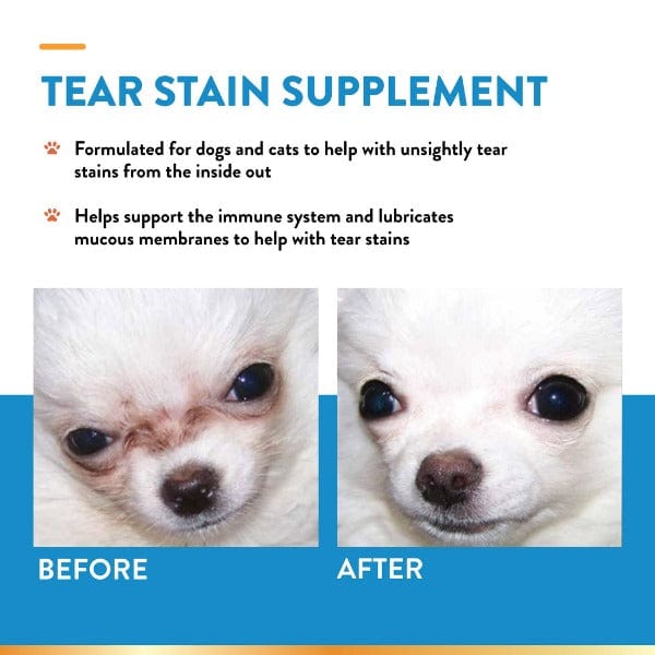 NaturVet Tear Stain Supplement with Lutein Soft Chews for Dogs & Cats - Gentle Eye Care Formula for Tear Stain Removal & Eye Health Support - Perfect for Daily Use at Home or Travel