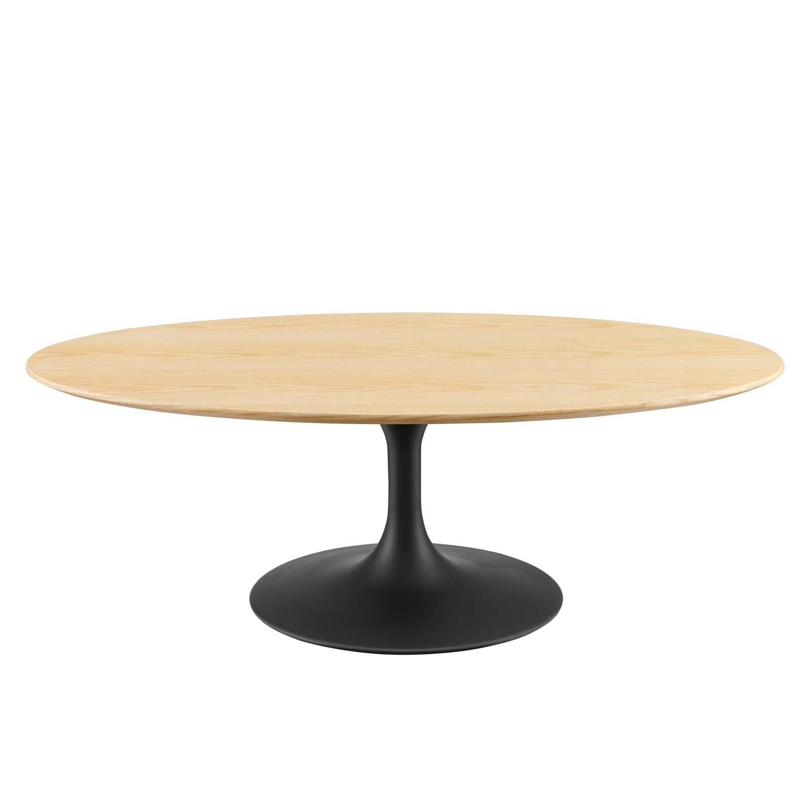 Lippa 48 Inch Solid Wood Oval Coffee Table - Modern Living Room Centerpiece for Home Decor & Entertaining