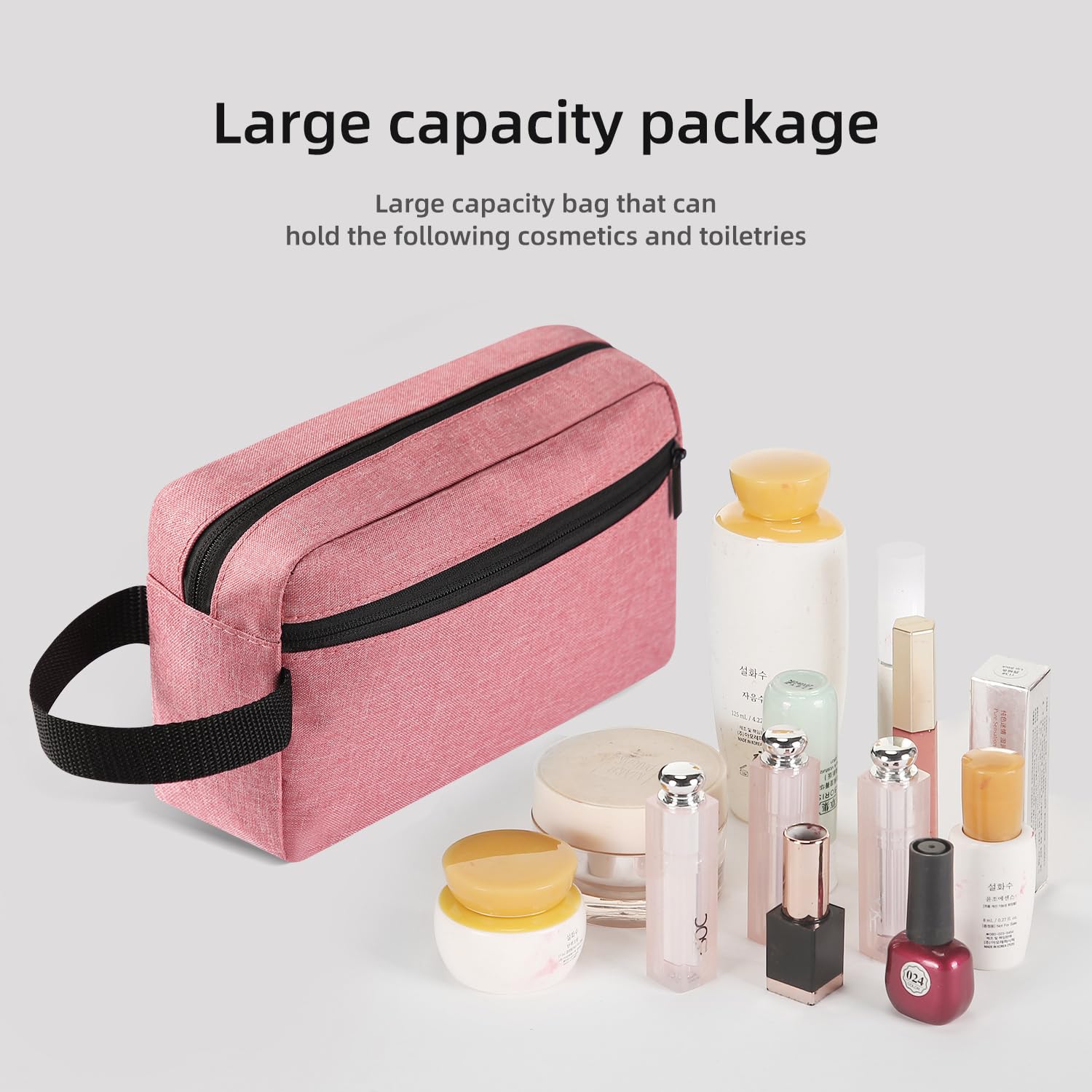 Hanging Travel Toiletry Bag for Women & Men - Waterproof Cosmetic Organizer with Multiple Pockets, Perfect for Bathroom & Airplane Travel Accessories (Dusky Pink) - Ideal Gift for Vacation, Business Trips & Camping