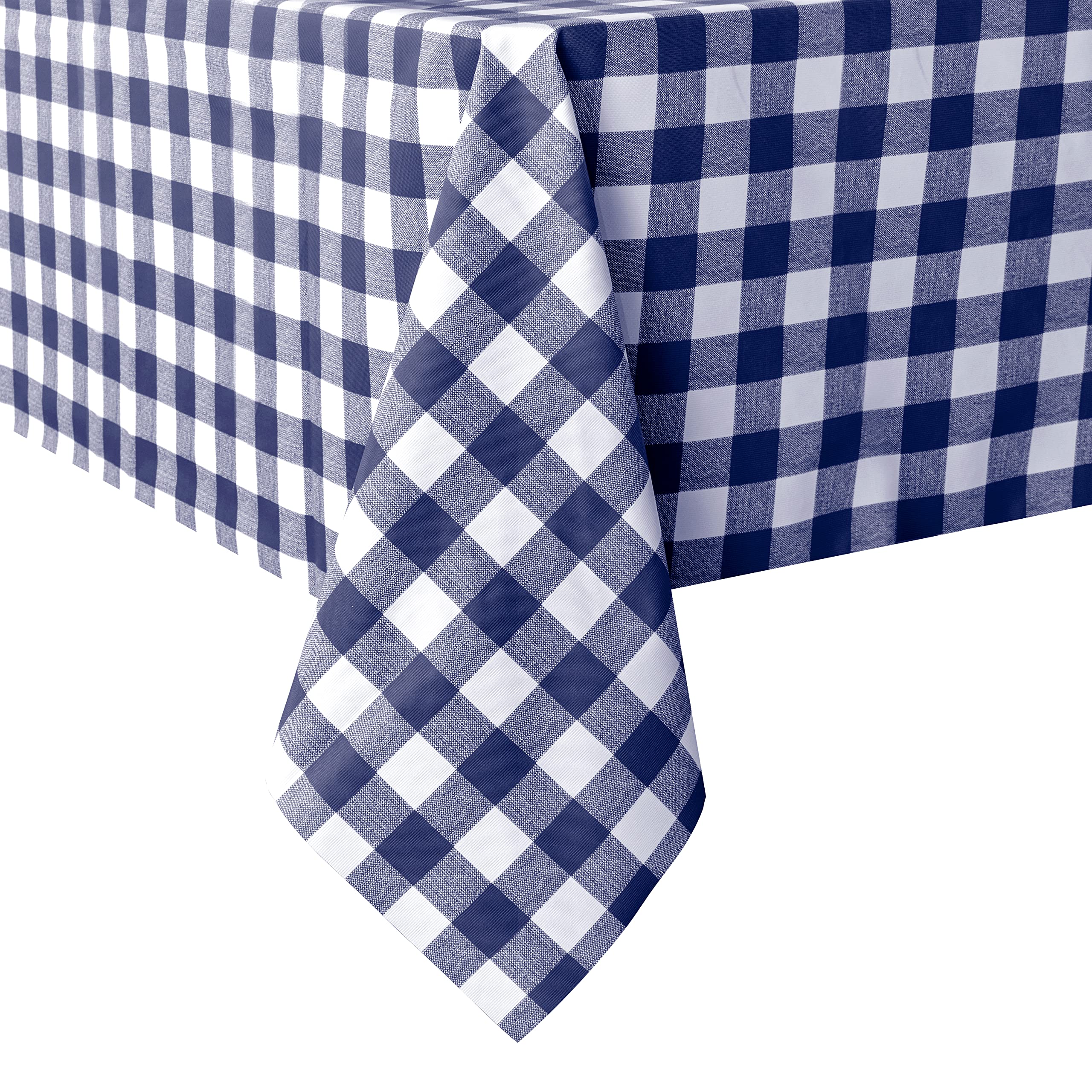 Sancua Checkered Vinyl Rectangle Tablecloth 52x70 Inch - 100% Waterproof Oil Proof Spill Proof PVC Table Cover for Dining, Buffet & Camping - Easy Wipe Clean Blue White Check Tablecloth for Indoor/Outdoor Use - Perfect for Parties, Picnics & Daily Dining