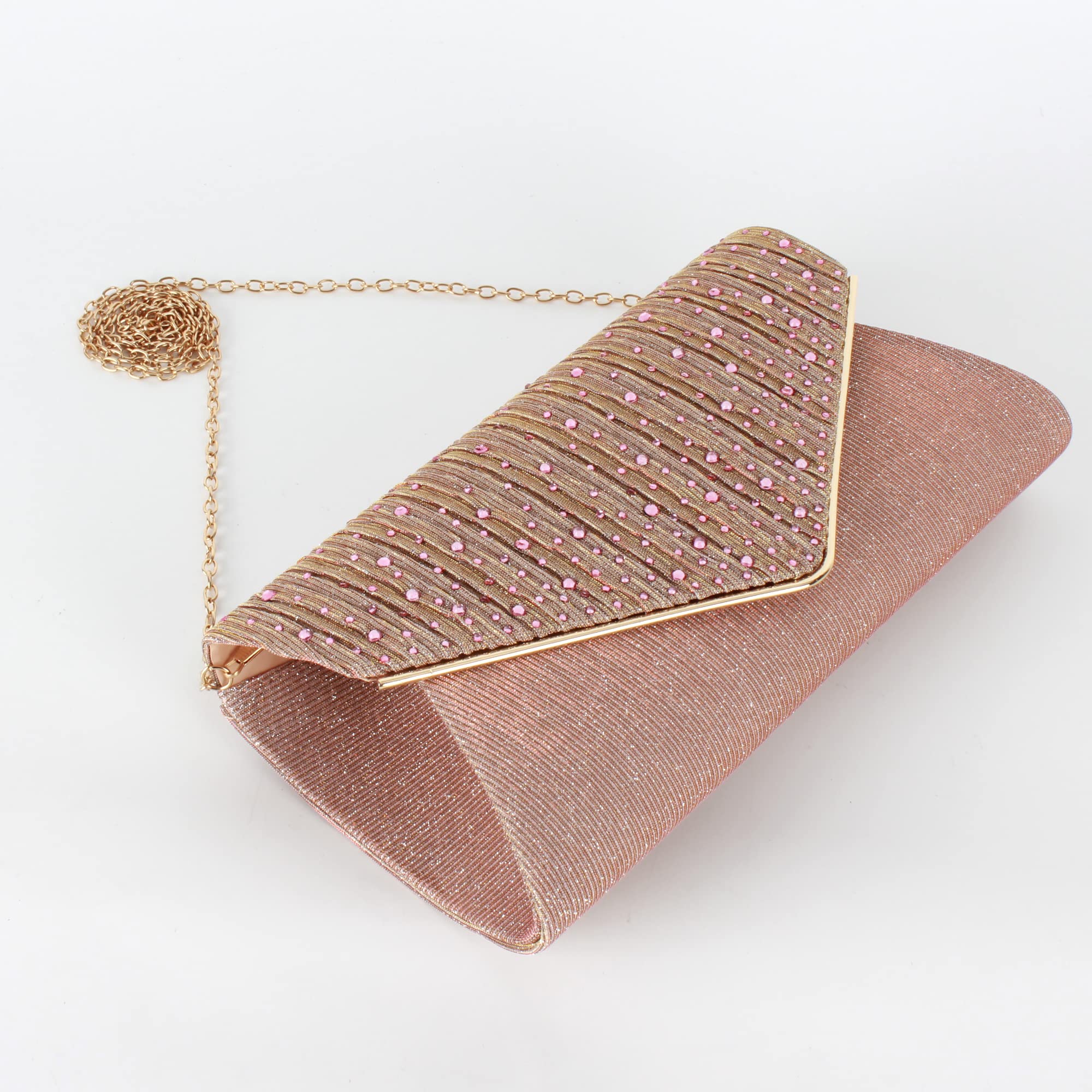 Aisi Women's Rhinestone Studded Flap Envelope Clutch Purse - Elegant Evening Bag with Chain Strap for Party, Prom, Wedding & Special Occasions