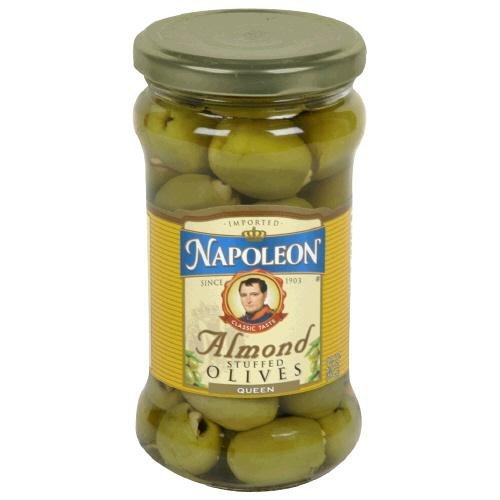 Perla Pacifica Napoleon Almond Stuffed Olives - 6.5 oz Jars (Pack of 6) | Gourmet Mediterranean Snack, Charcuterie Board Essential & Party Appetizer