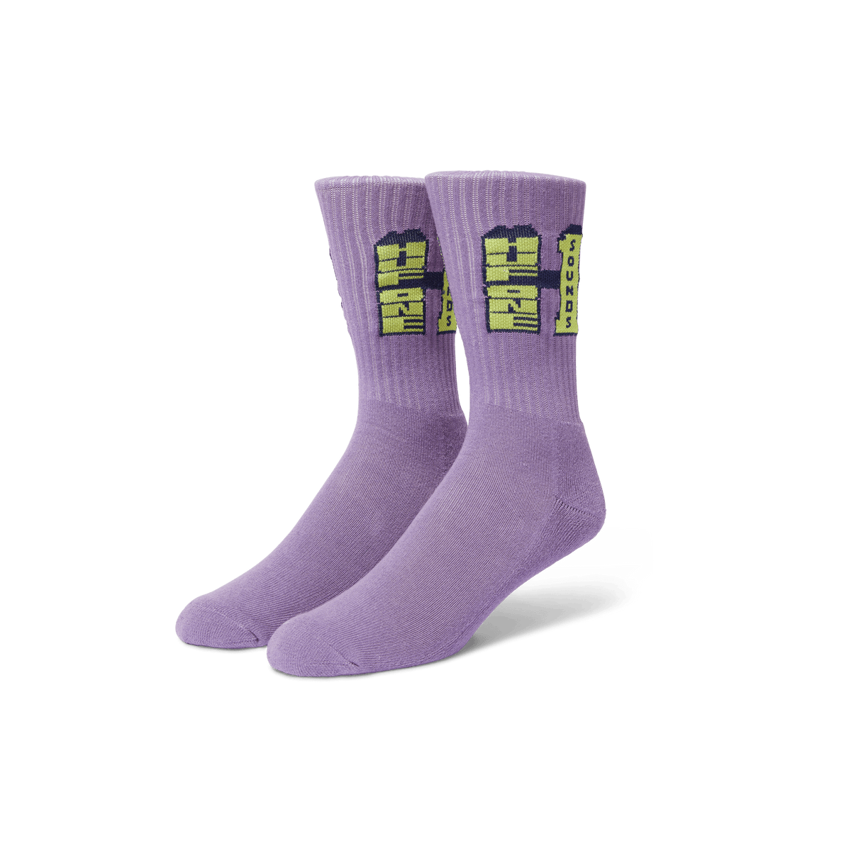 HUF ONE SOUND Crew Socks - Purple Casual Athletic Socks for Men & Women - Perfect for Skateboarding, Running, and Everyday Wear