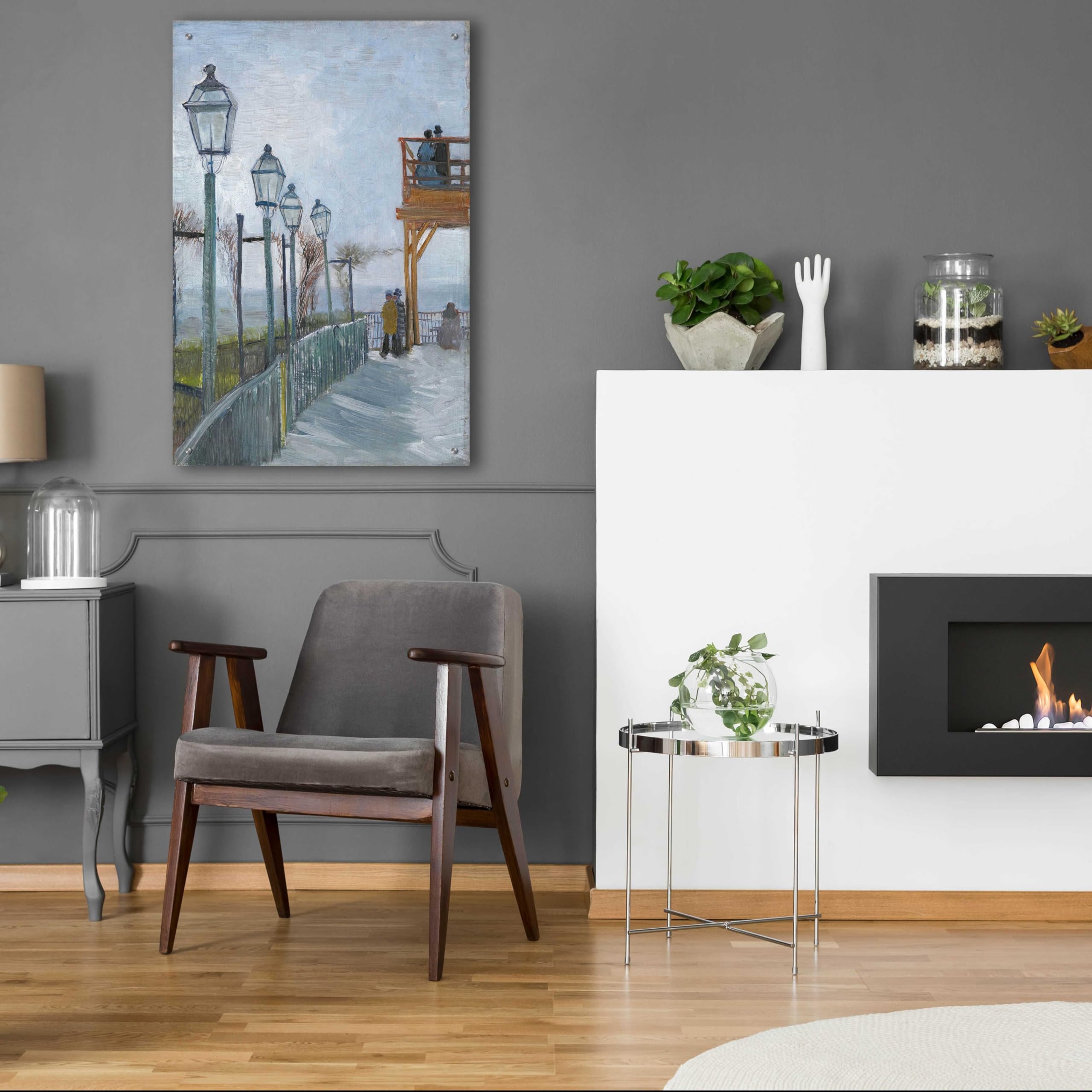 Vincent Van Gogh 'Terrace And Observation Deck At The Moulin De Blute-Fin' Acrylic Glass Wall Art Print - 24x36 Inches - Modern Home & Office Decor - Perfect for Living Room, Bedroom or Gallery Display