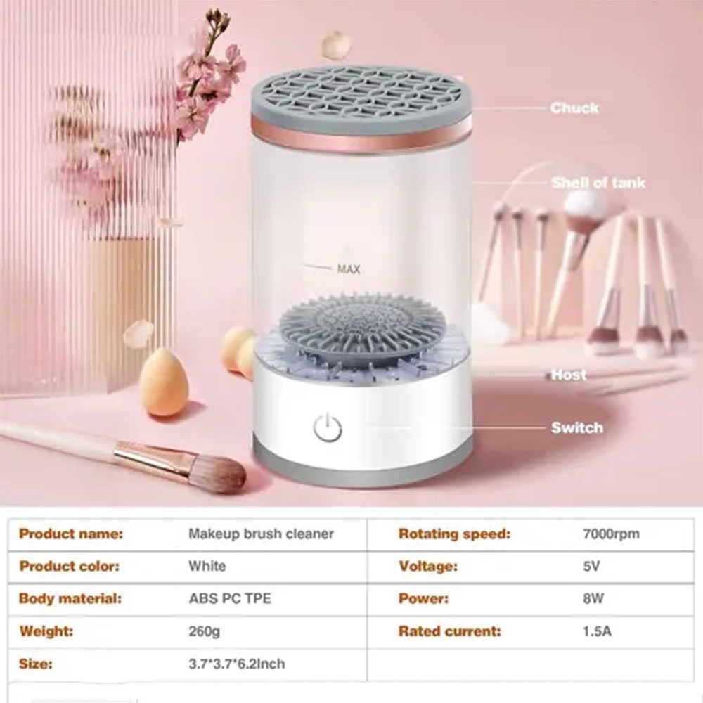 Electric Makeup Brush Cleaner - Beauty Swirl & Cozy Luna Cosmetic Brush Cleaner for All Makeup Brushes | Fast & Deep Cleaning | Perfect for Home, Salon & Travel Use (1 Pack)