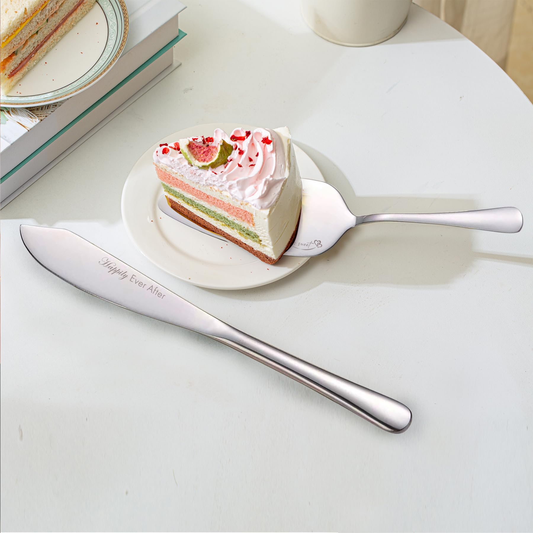 Elegant Silver Wedding Cake Knife and Server Set - Perfect for Wedding Cake Cutting, Engagement Gifts for Couples - Ideal for Wedding Receptions, Bridal Showers & Anniversary Celebrations