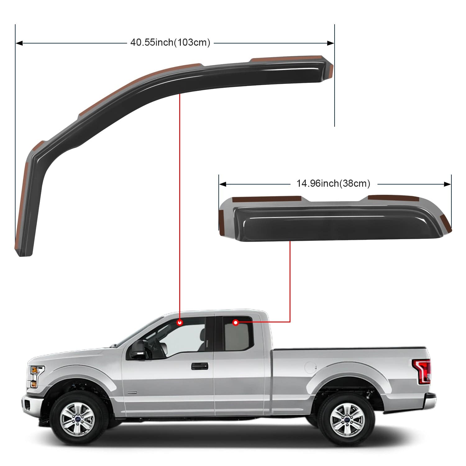 Ford F150 Super Cab Rain Guards (2004-2014) - 4Pcs Acrylic Window Deflectors for Weather Protection - Perfect for Rain, Snow & Highway Driving