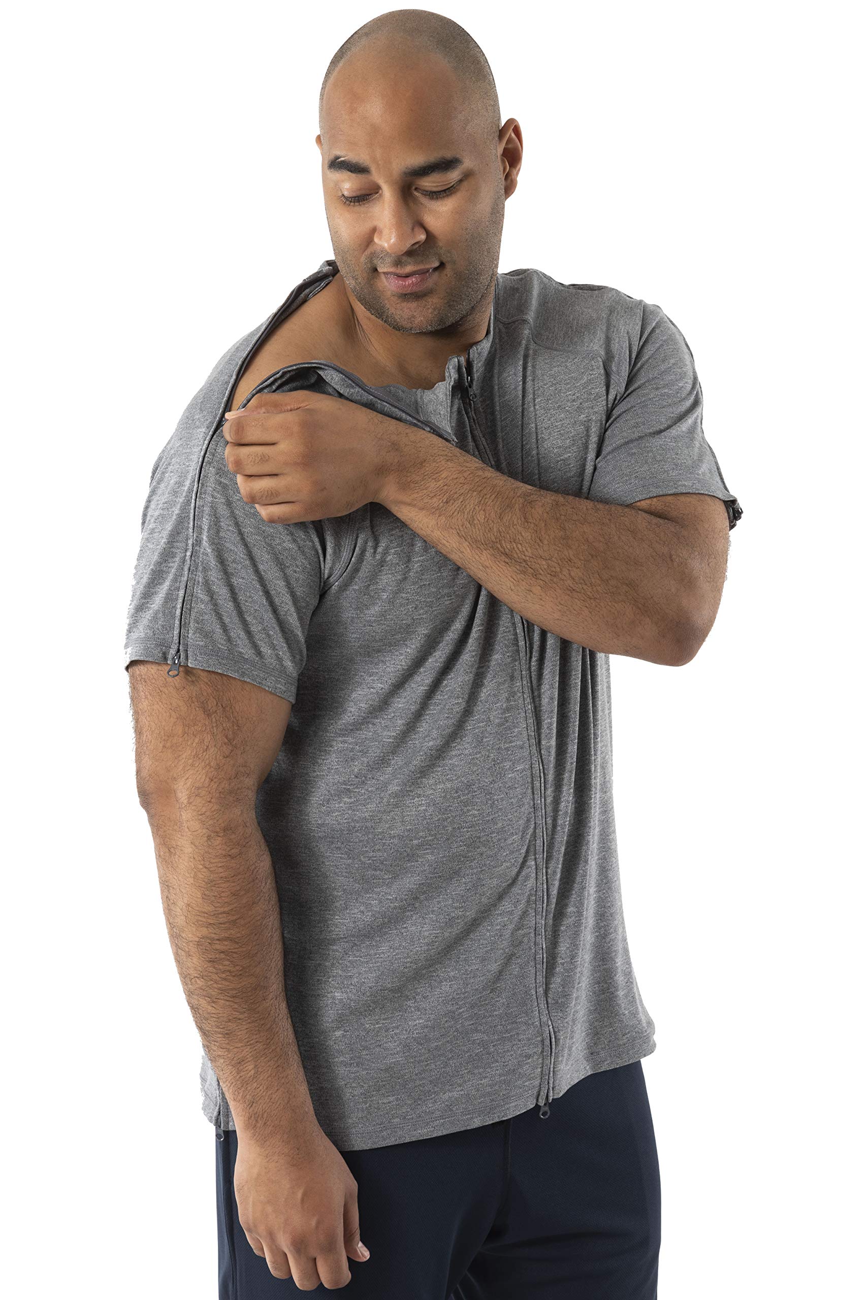 Post Shoulder Surgery Shirts for Men | Comfortable Chemo Clothing | Short Sleeve Button Down Shirt - Ideal for Recovery, Hospital Visits & Everyday Wear