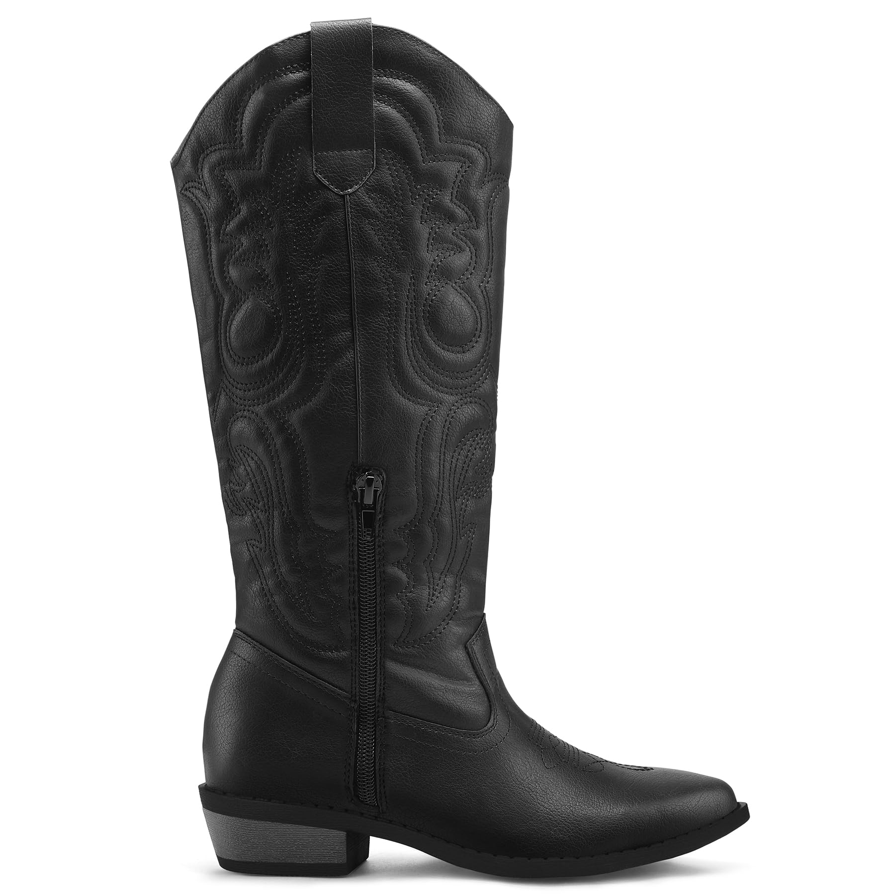 Mysoft Women's Cowboy Boots - Mid Calf Western Boots with Embroidered Design, Pointed Toe & Chunky Heel for Cowgirl Style | Perfect for Country Rides, Concerts and Western Fashion Outfits