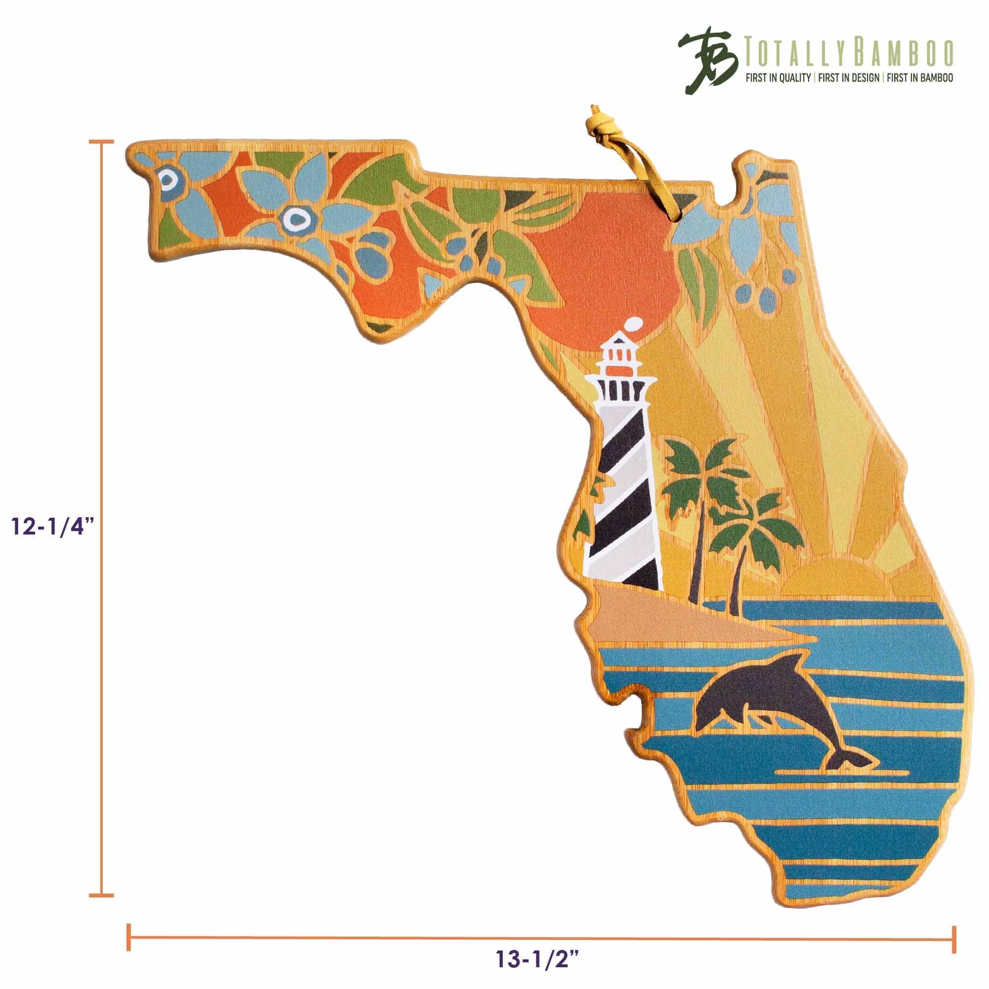 Florida Handcrafted Wooden Cutting Board with Summer Stokes Artwork - Perfect for Kitchen Prep, Charcuterie Boards & Home Decor Gifts