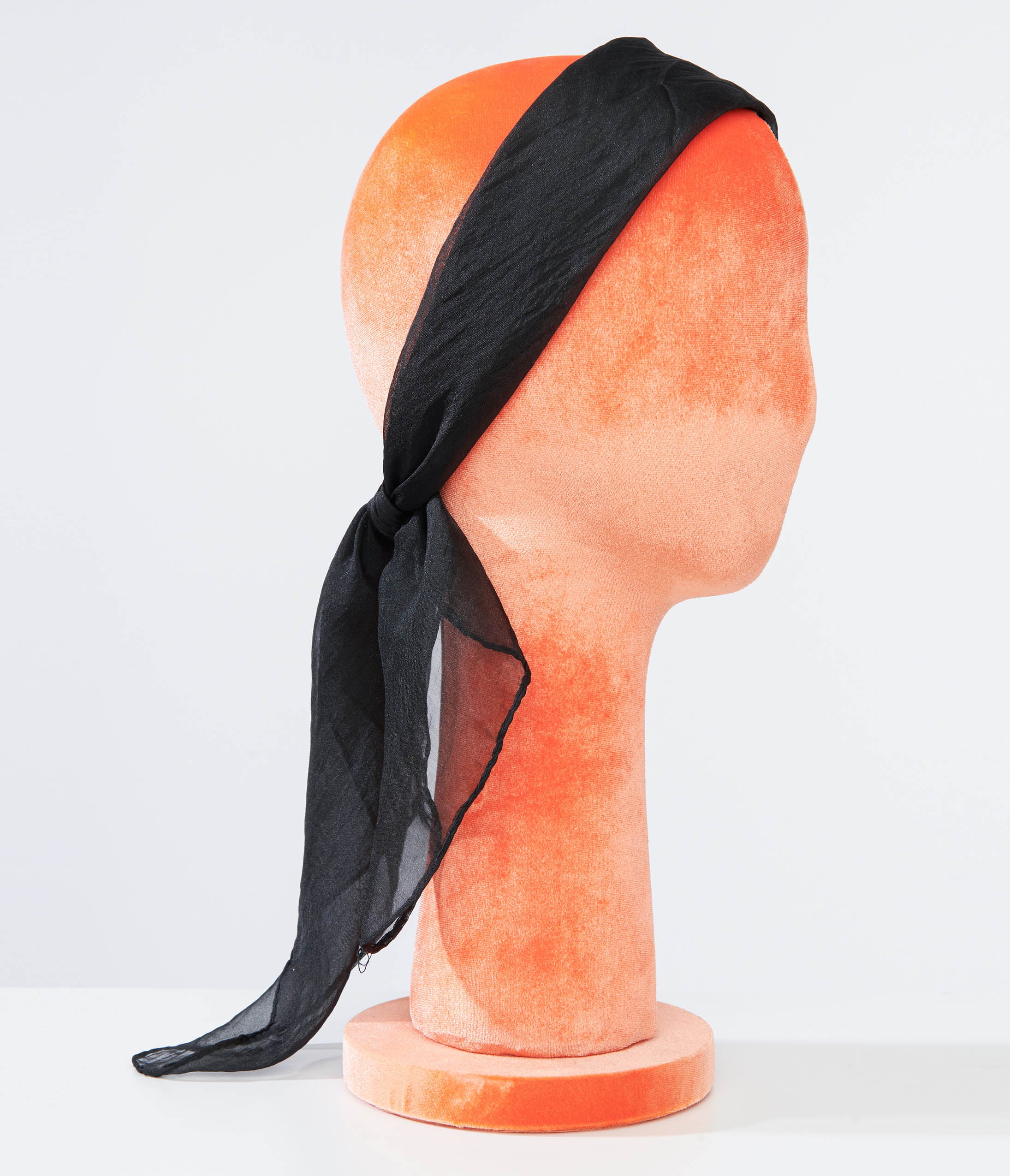 Vintage 1950s Black Chiffon Hair Scarf - Retro Silk Head Wrap for Women - Perfect for Vintage Fashion, Pinup Style, and Special Occasions