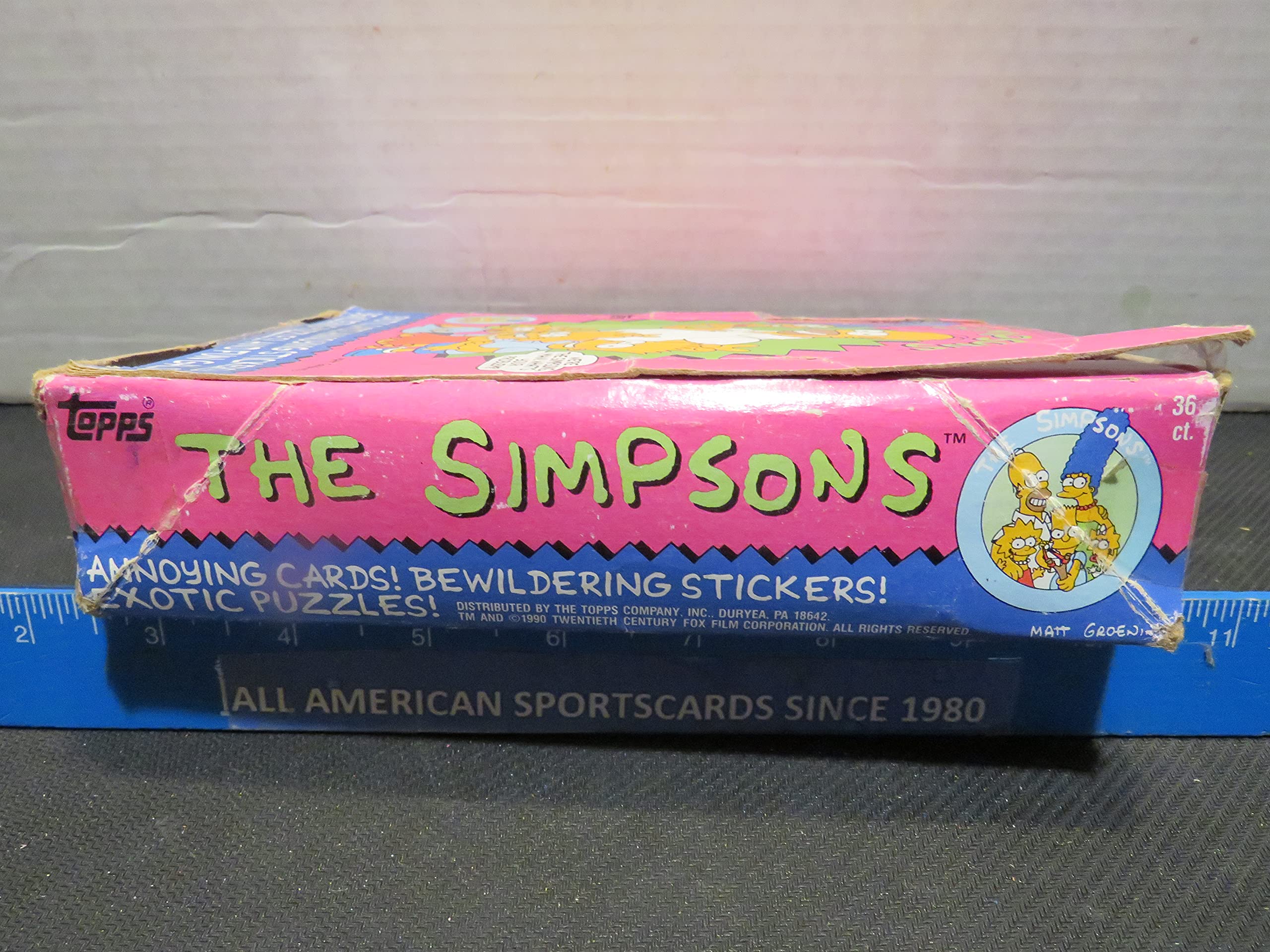 Vintage 1990 Topps The Simpsons Trading Cards Box - Near Mint Packs with Scotch Tape (Collectible TV Show Memorabilia for Display & Trading)