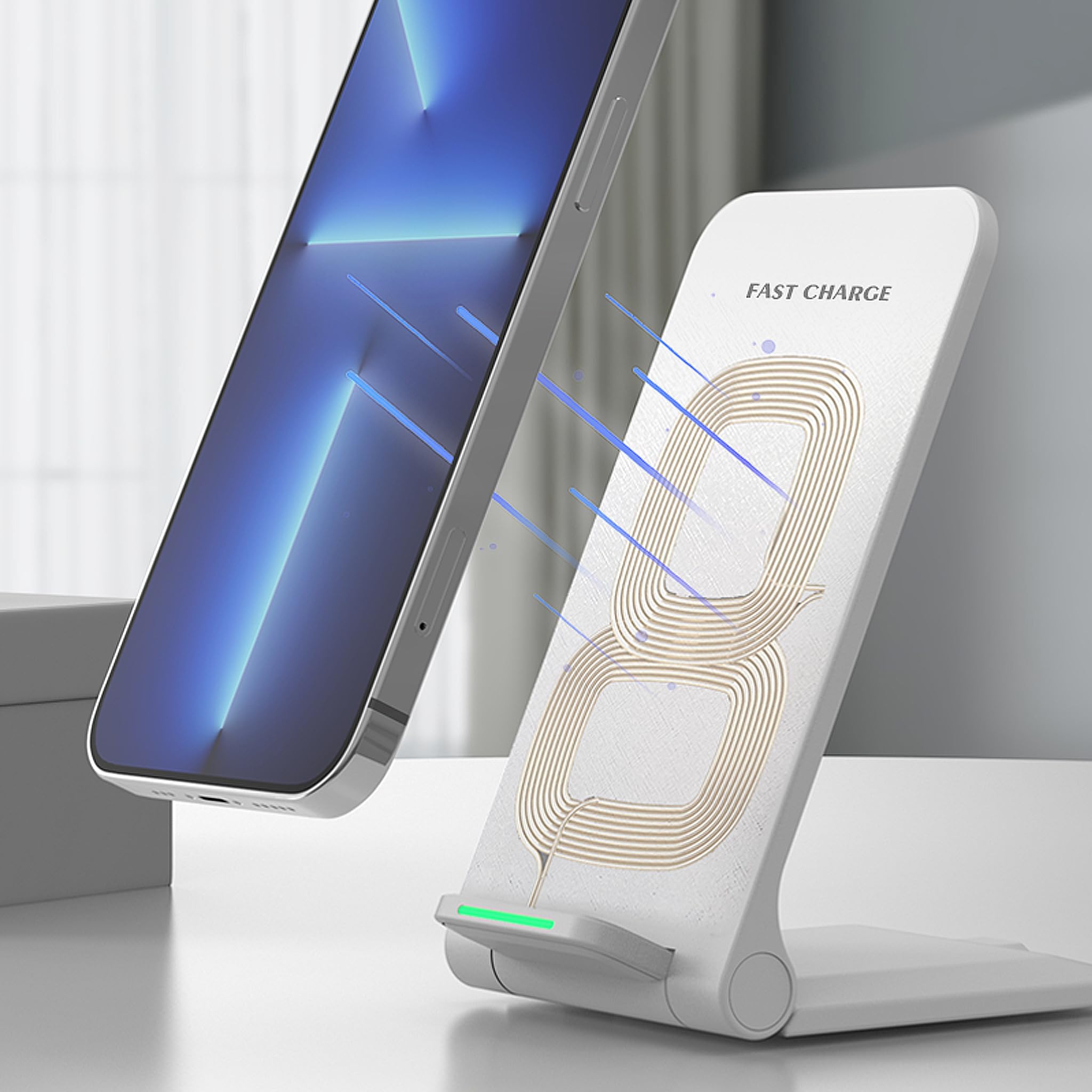 Pipestation 15W Fast Wireless Charger Stand for iPhone & Samsung - Qi Certified Wireless Charging Station for iPhone 15/14/13/12/11, Samsung S23/S22/S21 - Adjustable Phone Stand (Black) | Perfect for Bedside, Office & Travel Charging