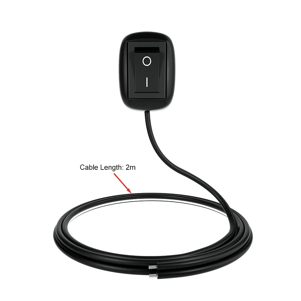 12V Universal Car Toggle Switch with 50cm Cable - Waterproof On/Off Switch for Fog Lights, Driving Lights, Neon Lights, Car Interior & Exterior Accessories - Ideal for Off-Road Vehicles, Trucks, SUVs (2 Meter Length)