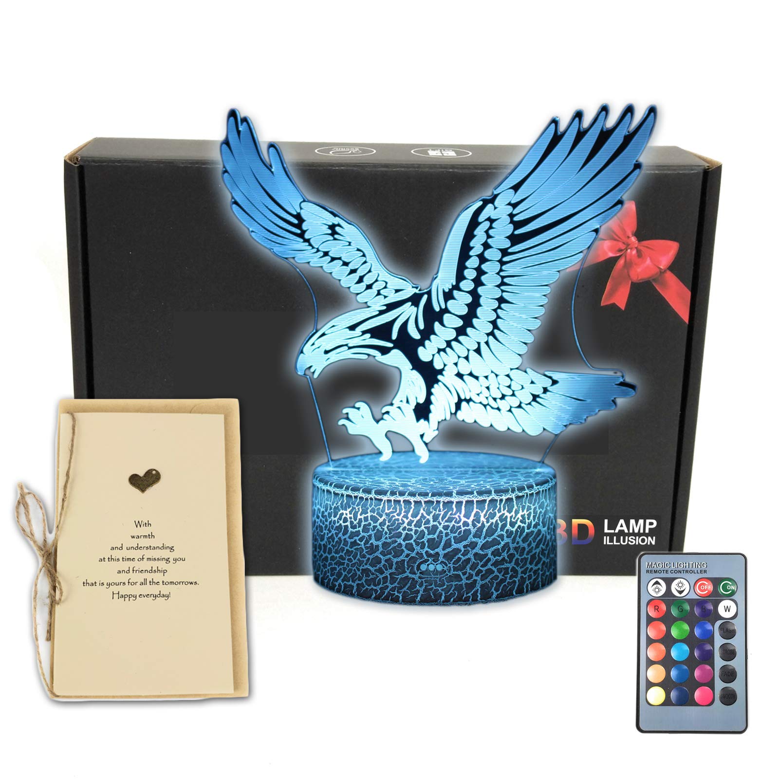3D Eagle Bird Illusion Night Light - LED Table Lamp for Bedroom Decor, Kids Room, Nursery & Home Ambiance | Perfect for Nighttime Relaxation & Mood Lighting