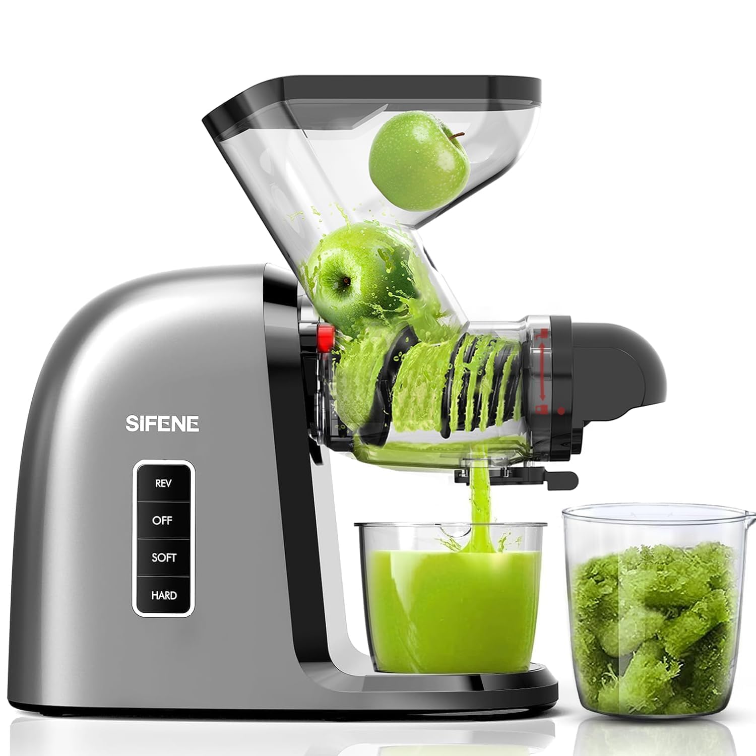 SiFENE Cold Press Juicer Machine - Wide Feed Chute, High Yield Slow Juicer for Fruits & Vegetables, Quiet DC Motor, Easy to Clean, BPA-Free - Perfect for Healthy Juicing at Home, Gym, or Office