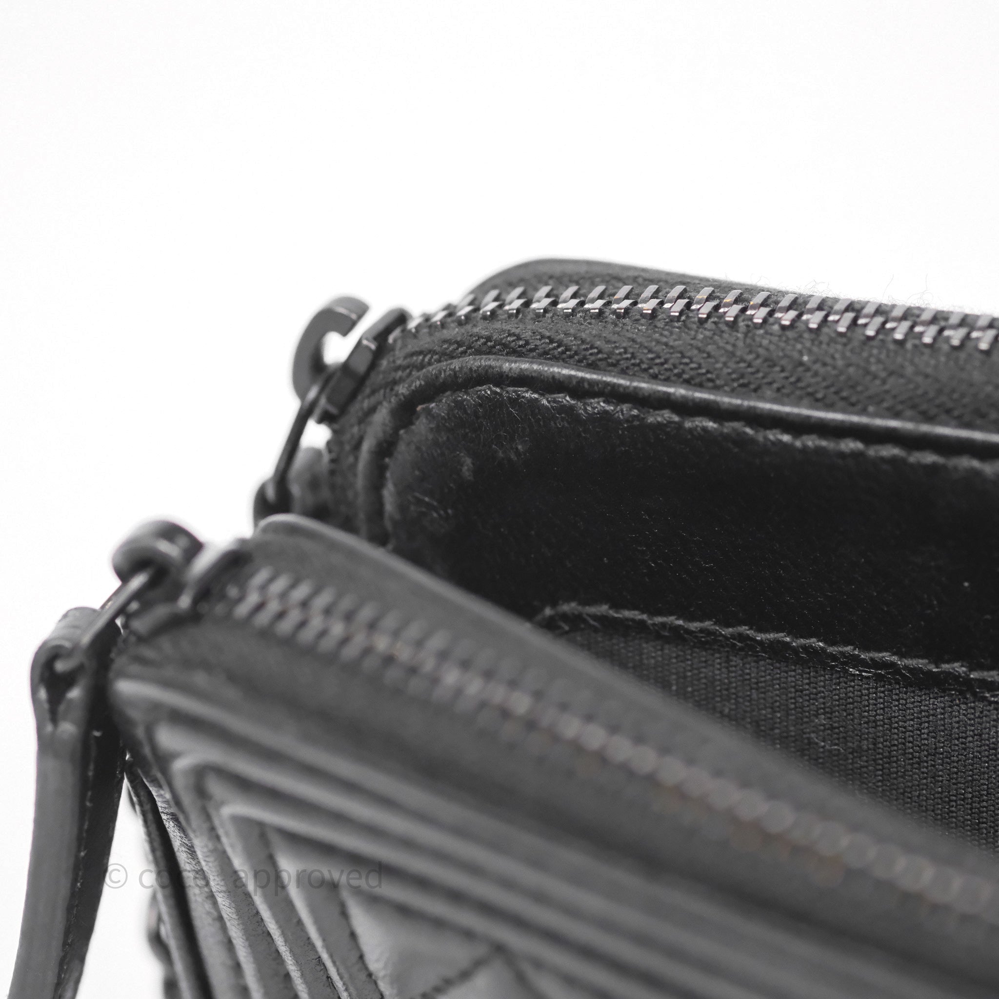 Chanel Boy Double Zip Clutch On Chain So Black Lambskin Leather Crossbody Bag - Perfect for Evening Parties, Date Nights & Luxury Fashion Accessories