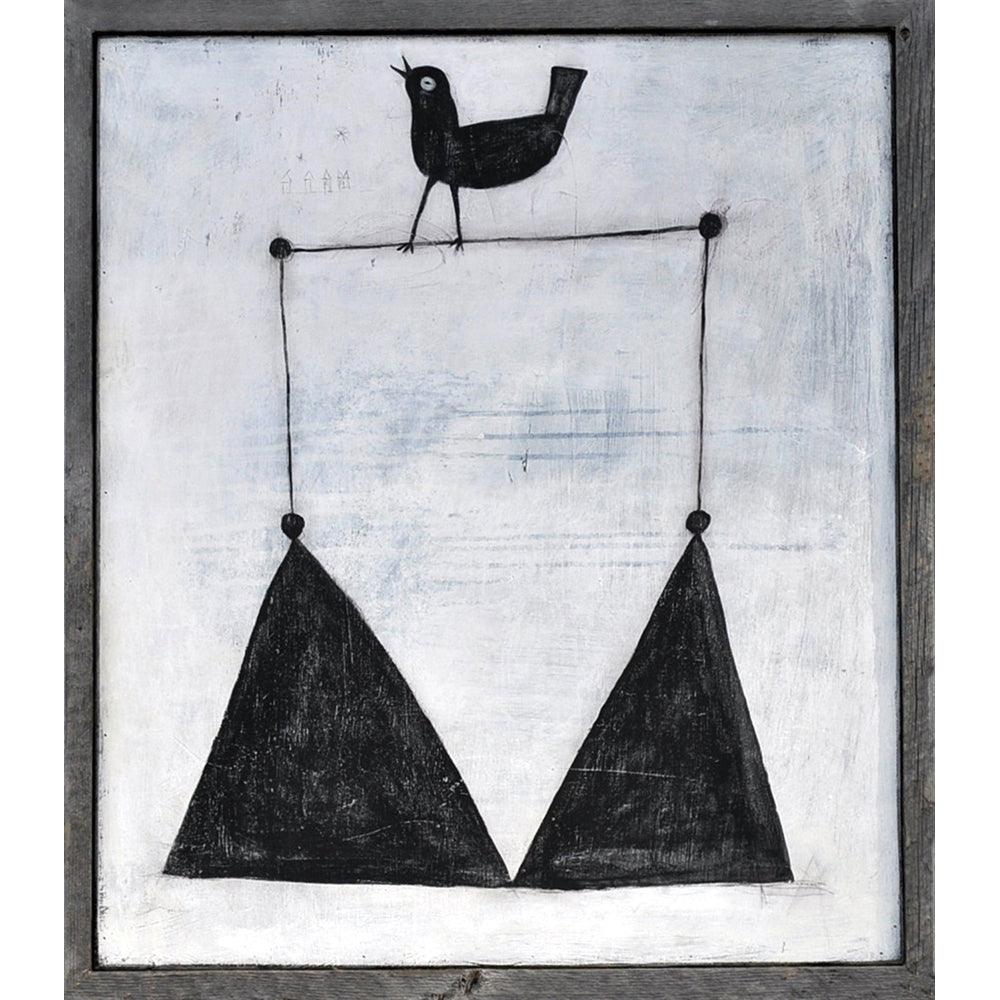 Bird On A Wire Wall Art Print - Handmade Canvas Painting Decor for Living Room, Bedroom & Office - Nature Inspired Home Decor Gift