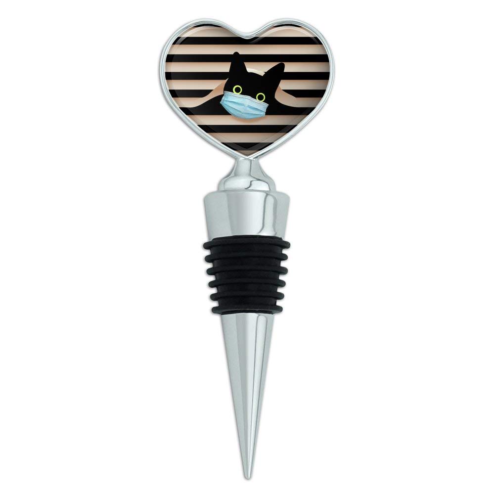 Quarantine Cat in Window Heart Love Wine Bottle Stopper - Cute Cat-Shaped Wine Cork for Wine Lovers, Perfect for Home Bars, Dinner Parties & Gifts