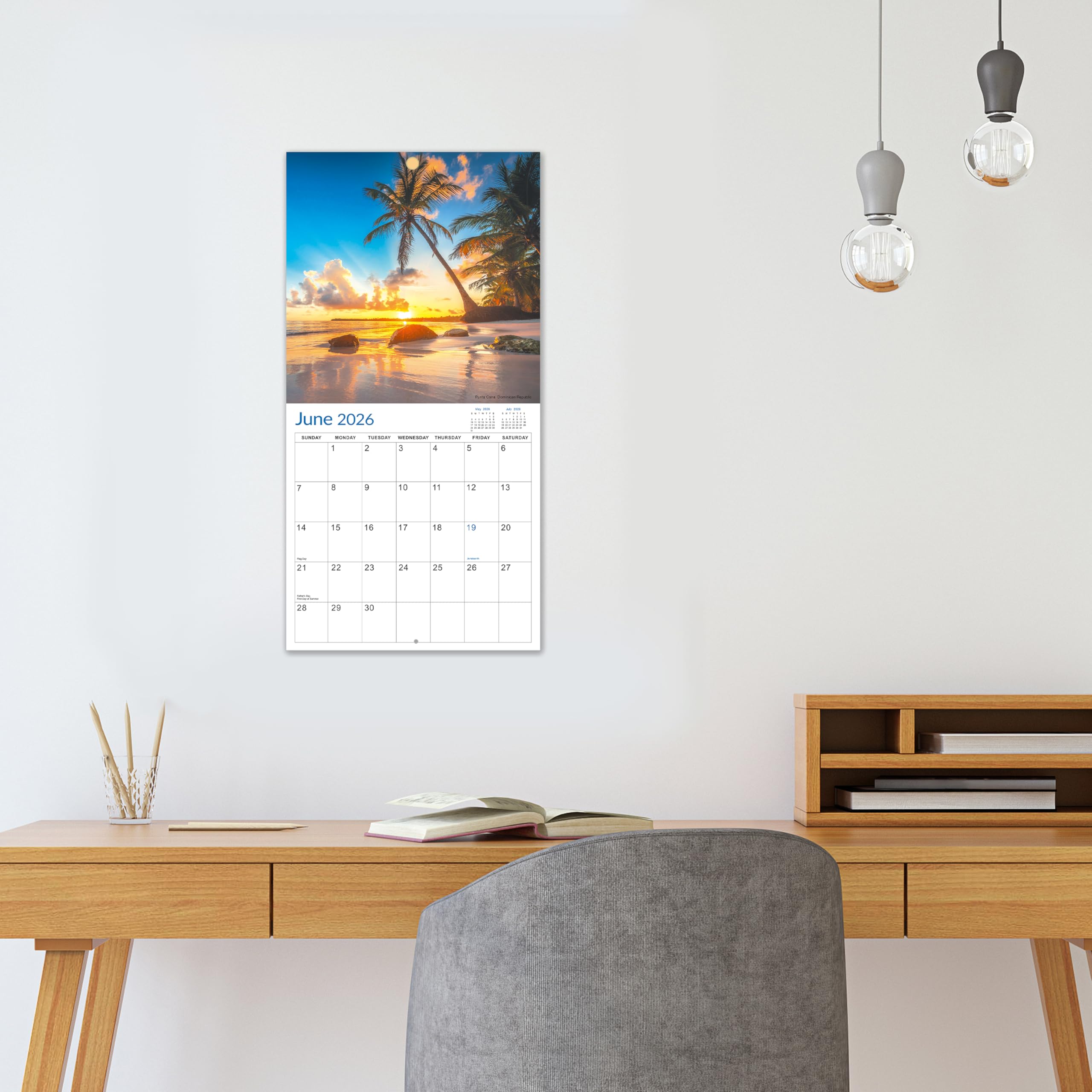 2025-2026 Wall Calendar - 18 Month Planner from July 2025 to December 2026 | 12x24 Inch Open Size | Large Daily Blocks & Holiday Tabs | Beautiful Island Scenery | Perfect for Home, Office & School Organization