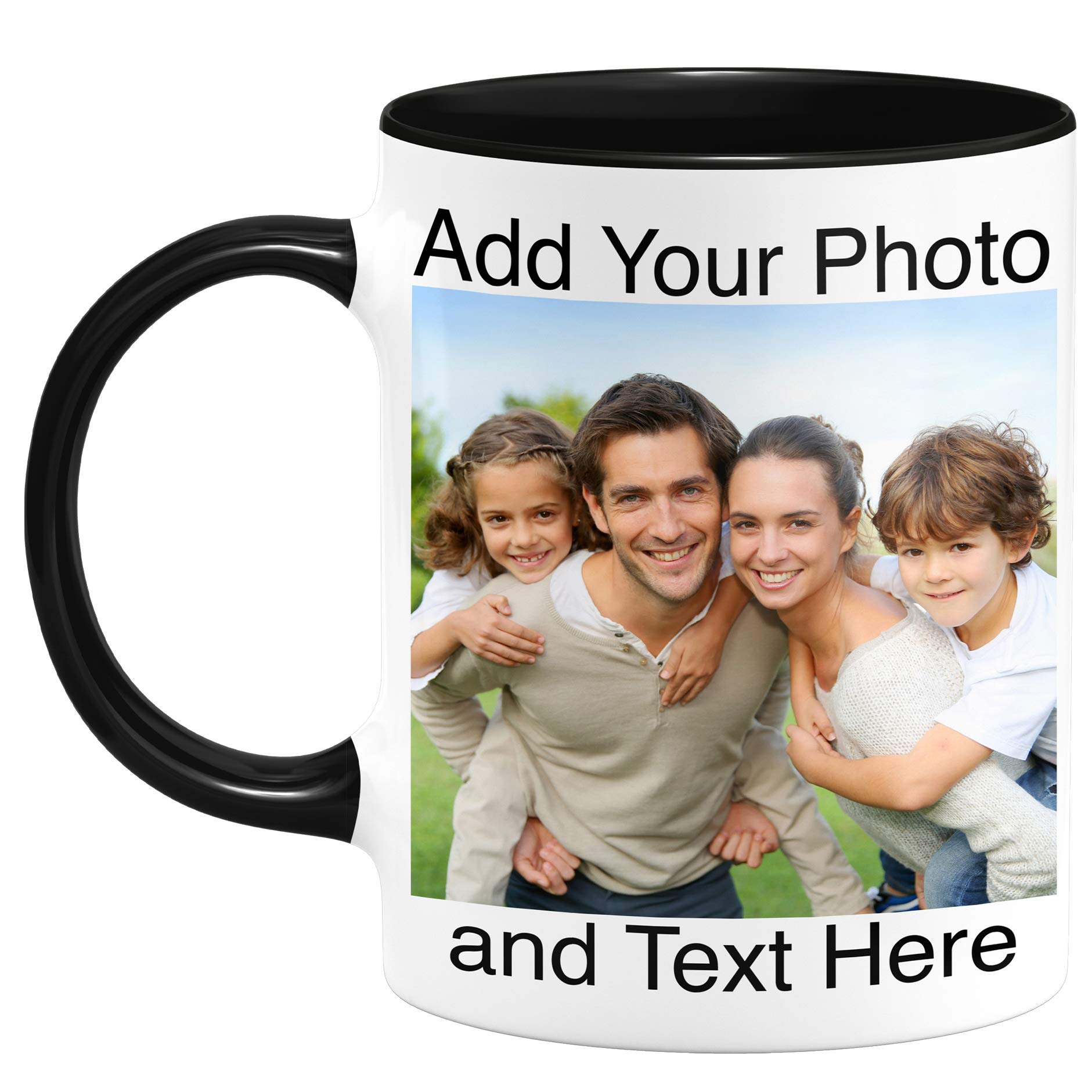 Personalized Photo Coffee Mug - Custom Ceramic Mug with Photo & Text, 11oz Black - Funny Customizable Mug for Gifts, Office, Home & Daily Use