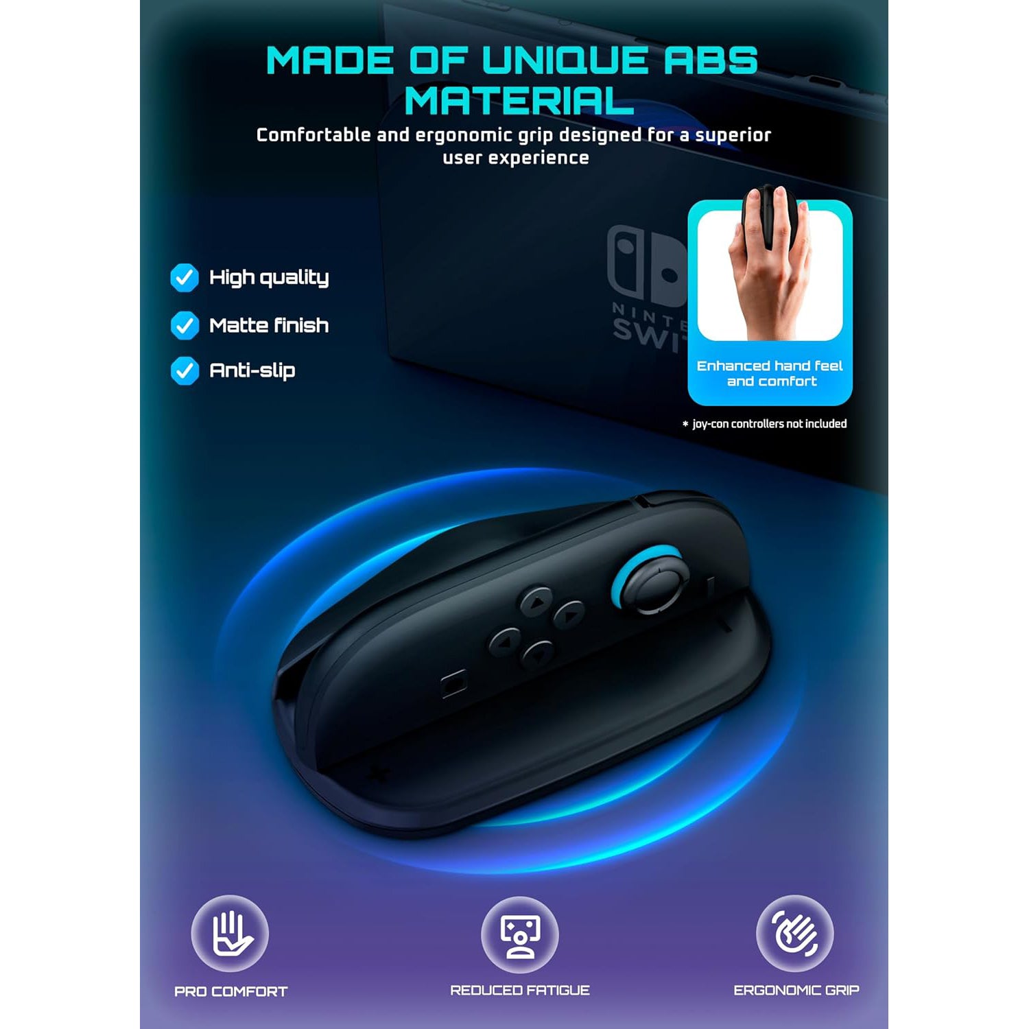 Nintendo Switch Joy-Con Grip Controller - Ergonomic Mouse Grip for Comfortable Gaming (Black) | Perfect for Long Gaming Sessions & Competitive Play