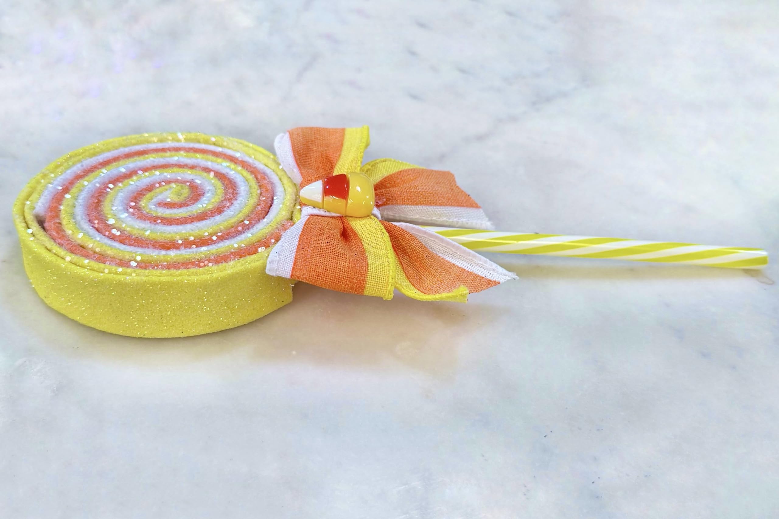 Handmade Faux Halloween Candy Corn Lollipops - Candy Wreath Decorations & Embellishments for Halloween Party Decor, Trick or Treat Displays, and Festive Home Decorations