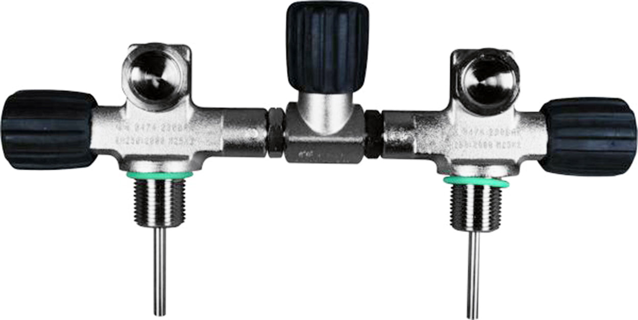 BTS 8204mm 232 Bar Steel Cylinder Manifold with DIN Outlets & Isolator - High Pressure Gas Distribution System for Industrial & Welding Applications (Model: S16310626)
