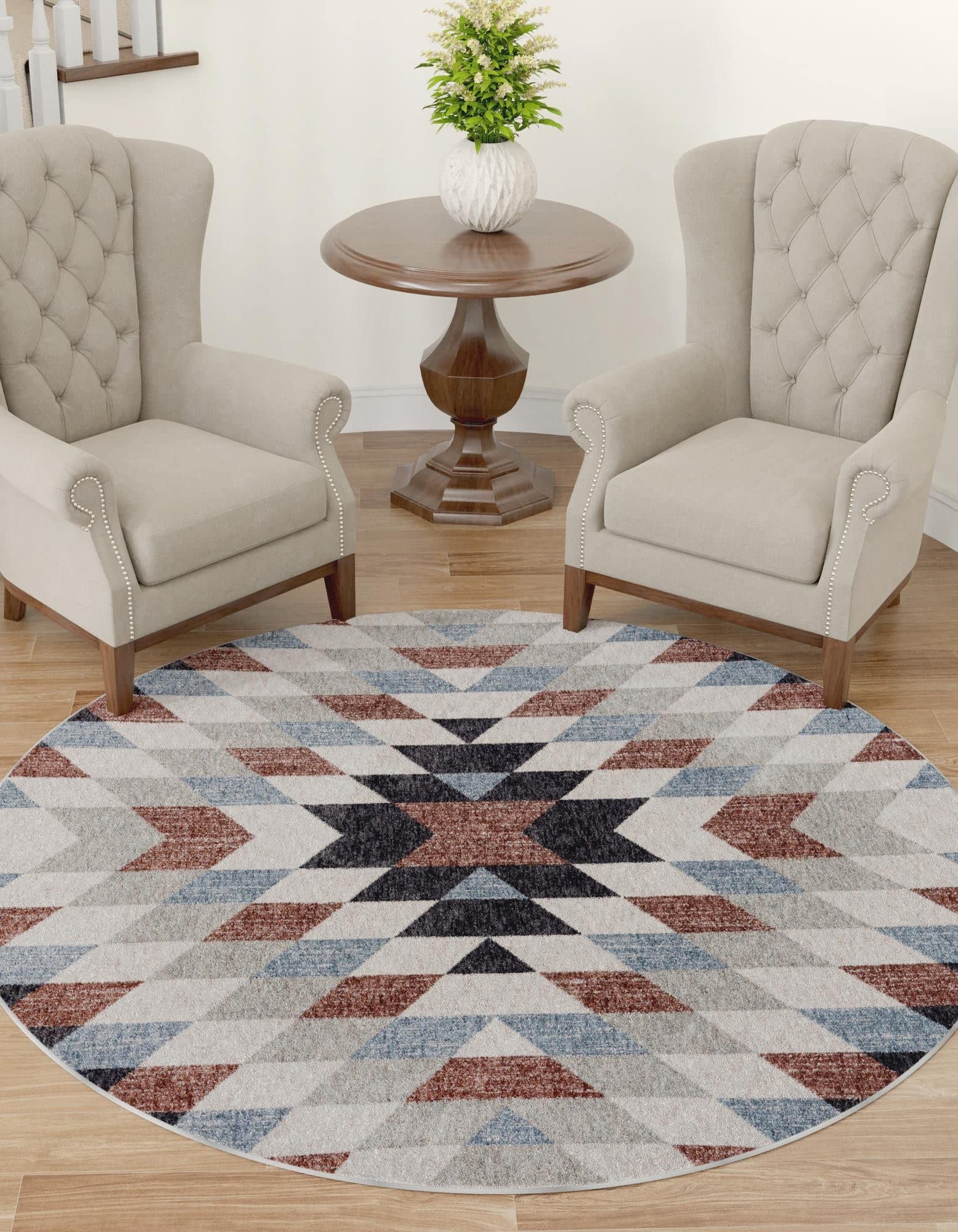 Unique Loom Eco-Friendly Southwestern Style Round Area Rug - Escalante Design 3'3