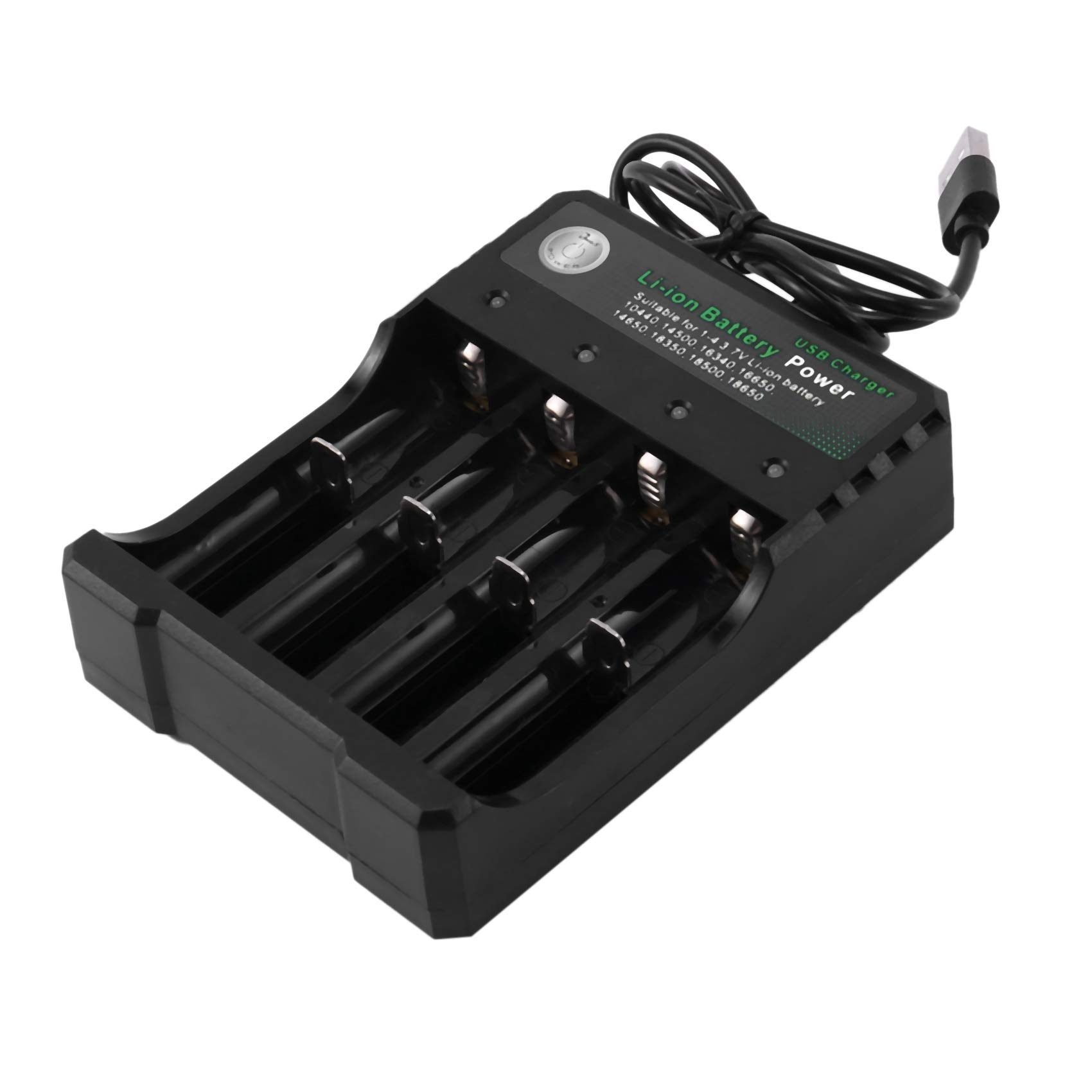 Rechargeable 4-Slot USB Fast Charger for 18350 18500 18650 AAA Li-Ion Batteries - Portable Charging Station for Flashlights, Vapes & Electronics