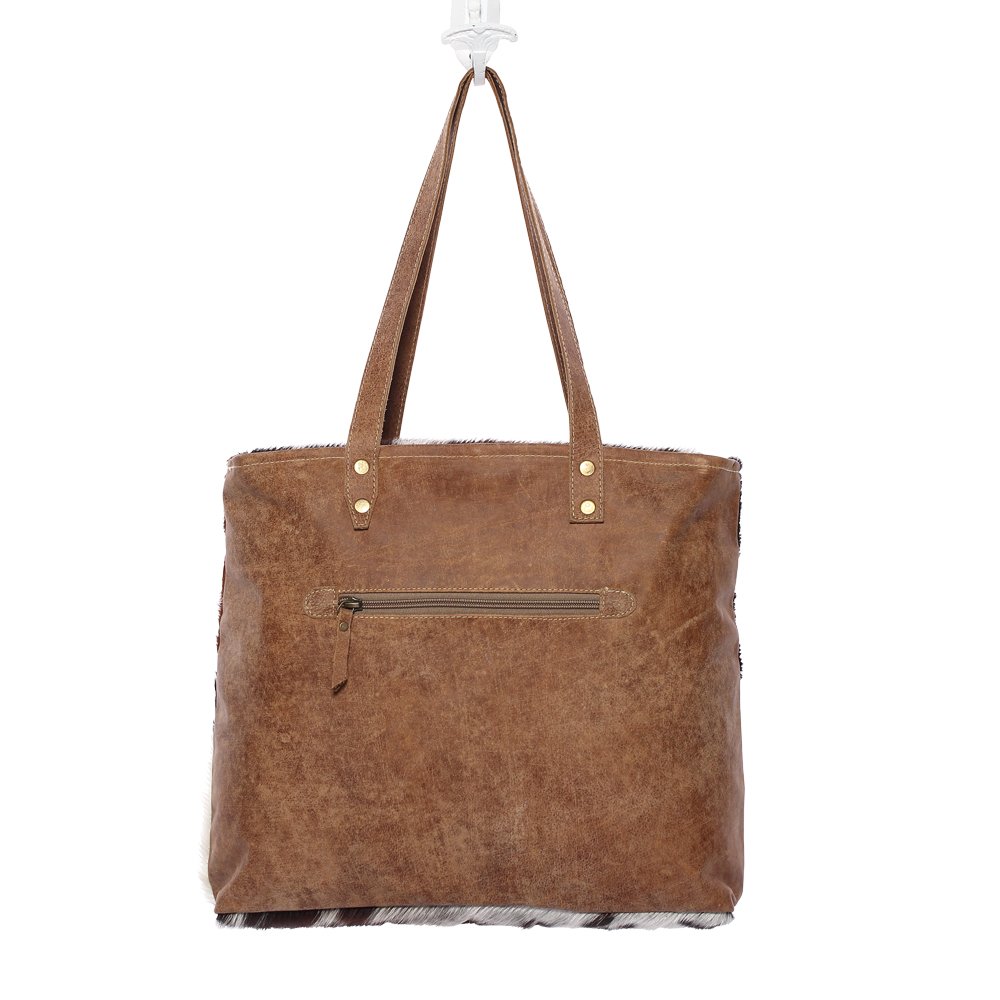 Myra Genuine Cowhide Leather Tote Bag with Patches - Stylish Brown Handbag for Women, Perfect for Work, Travel & Everyday Use (Model S-1163, One Size)