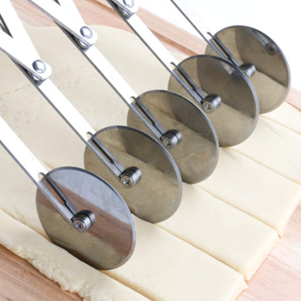 5-Wheel Stainless Steel Pastry Cutter & Pizza Slicer - Expandable Multi-Round Dough Divider for Baking, Cookies, Pies - Perfect for Home Kitchens & Professional Bakeries