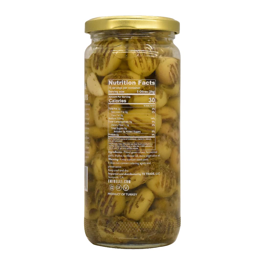 Premium Grilled & Pitted Green Olives - Hand-Picked Turkish Marinated Olives in Fresh Spices (6 Pack) | Perfect for Charcuterie Boards, Mediterranean Dishes & Healthy Snacking