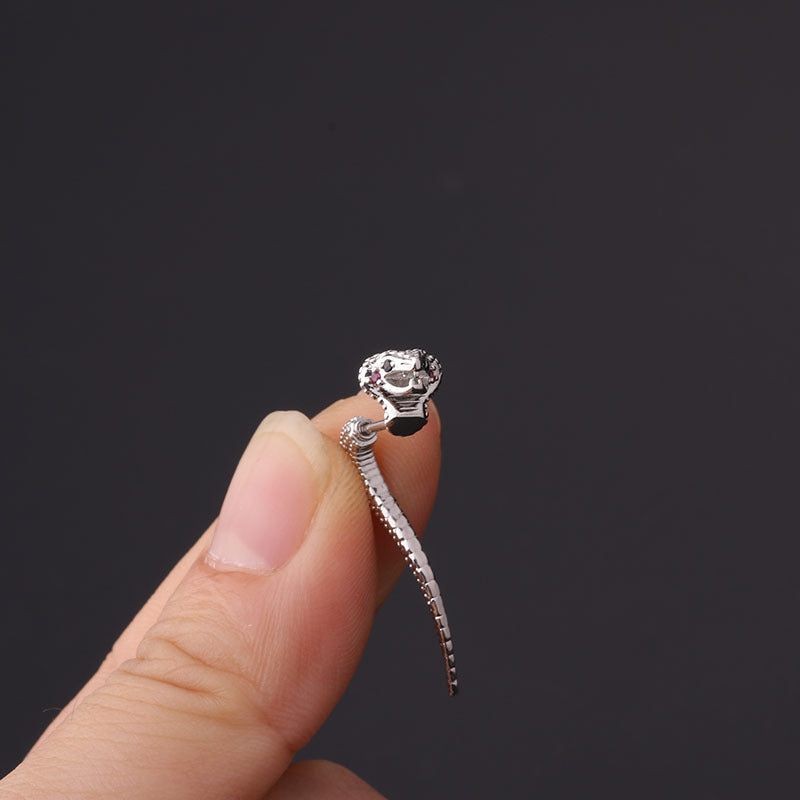 20G Snake Piercings Front Back Ear Jacket Earrings - Hypoallergenic Stainless Steel Body Jewelry for Cartilage, Helix, Tragus | Perfect for Parties, Concerts & Everyday Wear (HSPJ614)