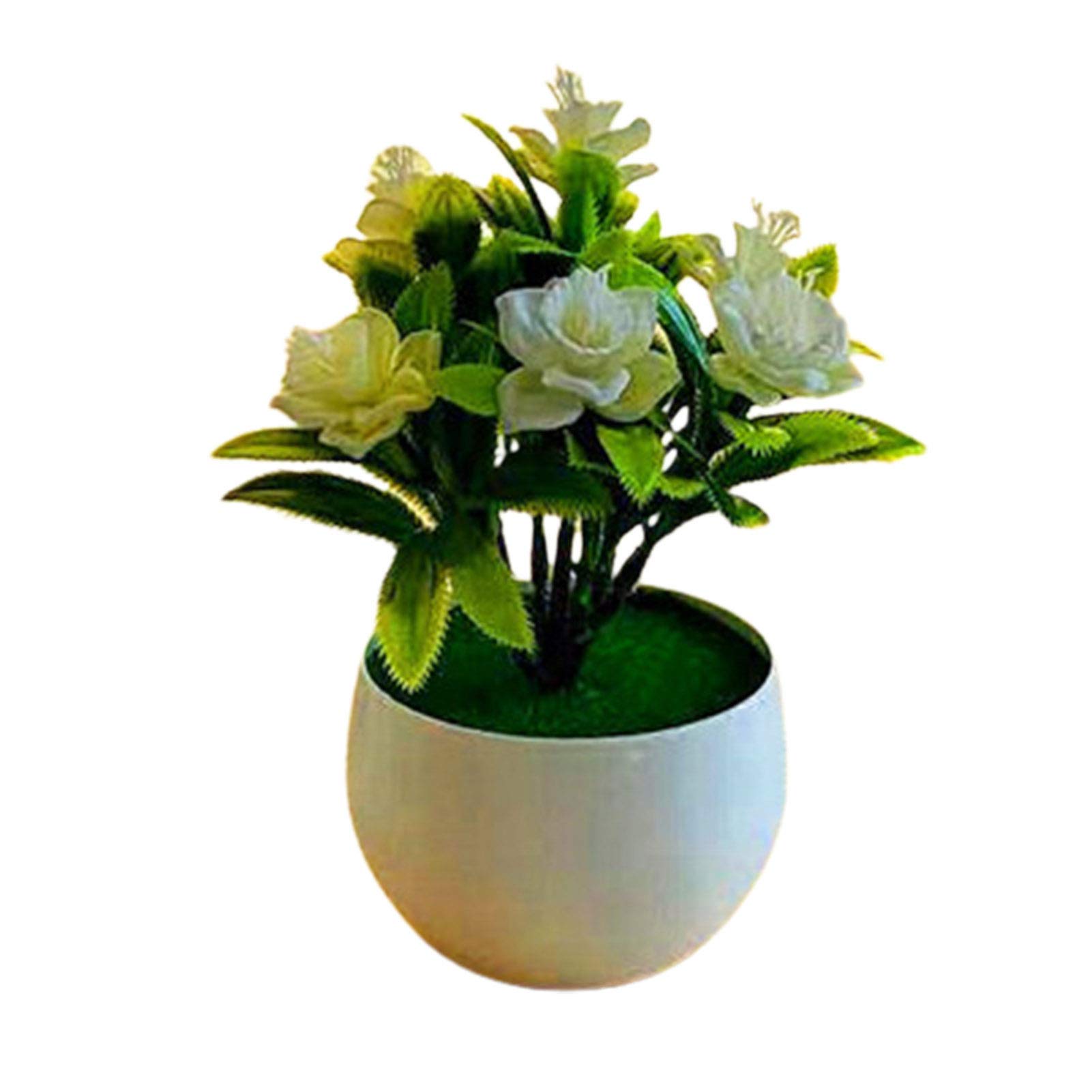 Mosichi Artificial Daffodil Fake Flowers in Pot - Milk White Plastic Potted Plants for Home Decor, Garden & Yard - Perfect for Indoor Table Centerpieces, Office Desk Decor & Outdoor Patio