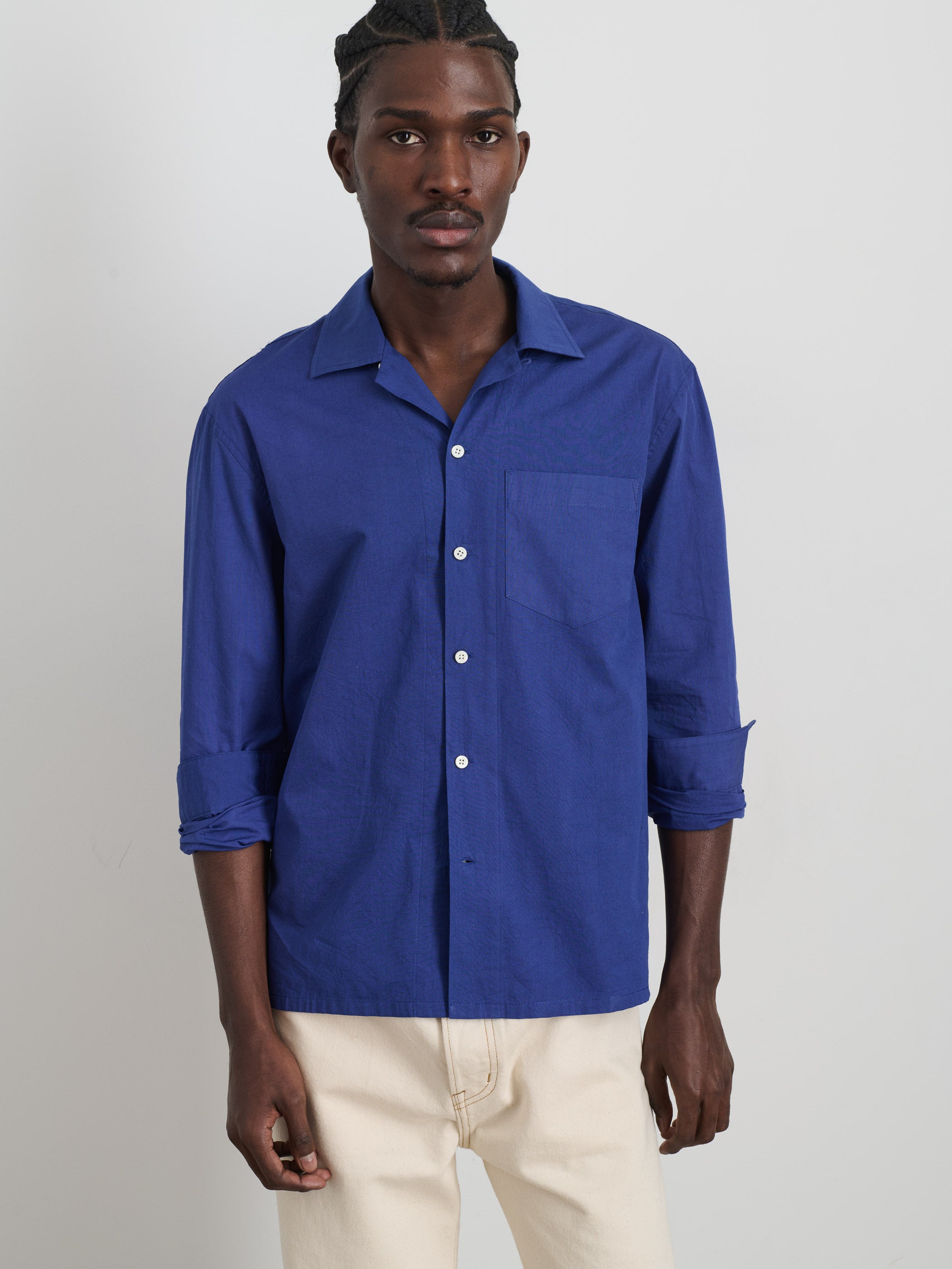 Japanese Crinkle Cotton Mason Shirt for Men - Comfortable & Stylish Casual Wear for Everyday Outfits, Work, and Travel