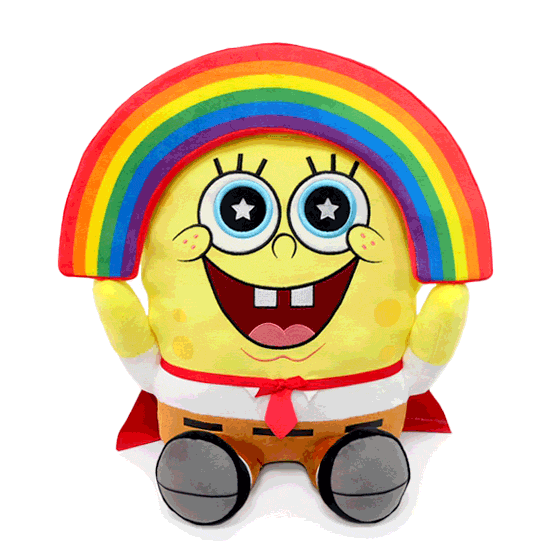 SpongeBob SquarePants Rainbow 16-inch HugMe Vibrating Plush Toy - Soft Cuddly Pillow for Kids, Best Gift for Birthday & Christmas | Bedroom Decor, Stress Relief, TV Watching Companion