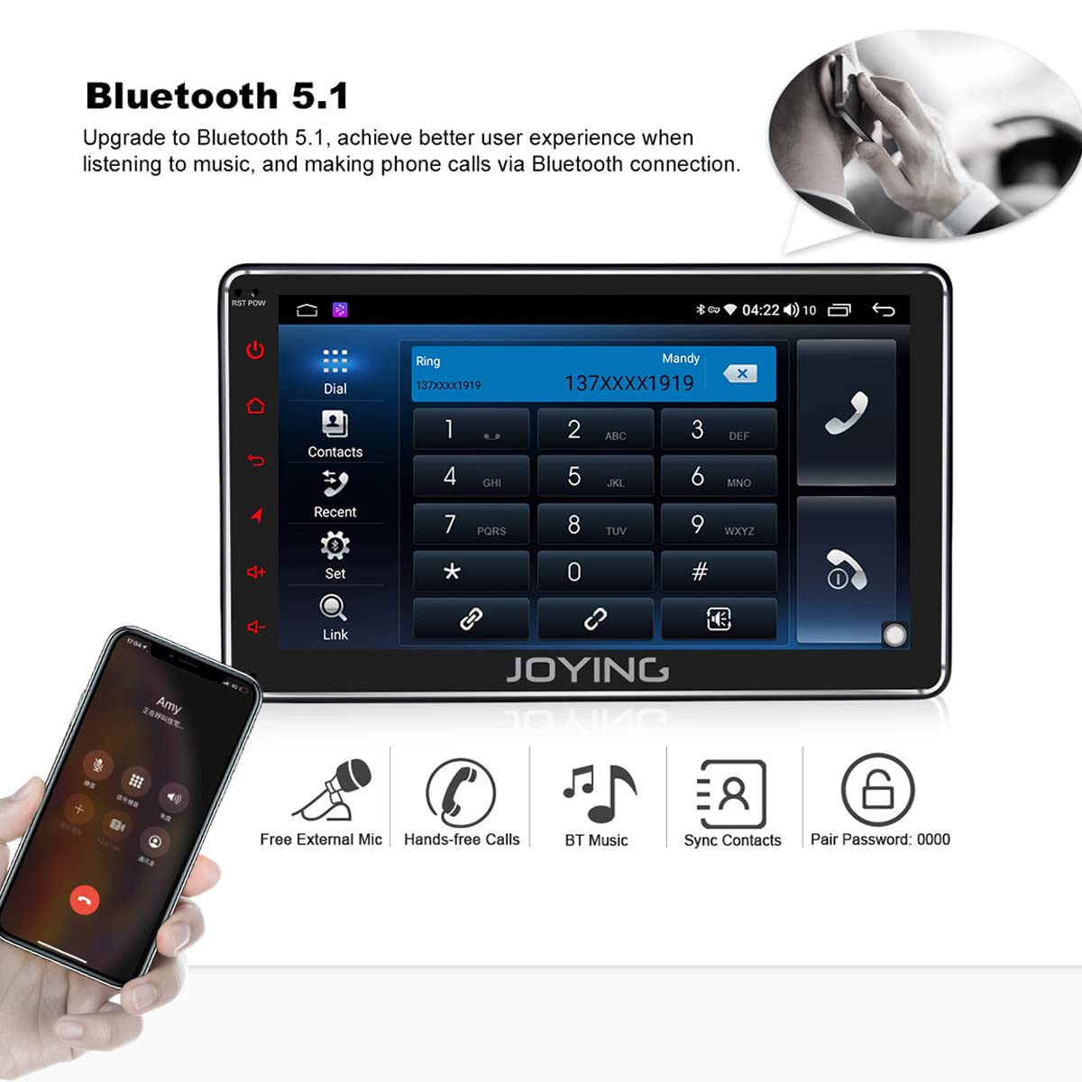 JOYING Android 10 Single Din Car Stereo - 7 Inch Touch Screen Bluetooth 5.1 Radio with GPS Navigation, MP5 Player, FM/AUX/USB/SD Input, Hands-Free Calling | Perfect for Road Trips, Commuting & In-Car Entertainment