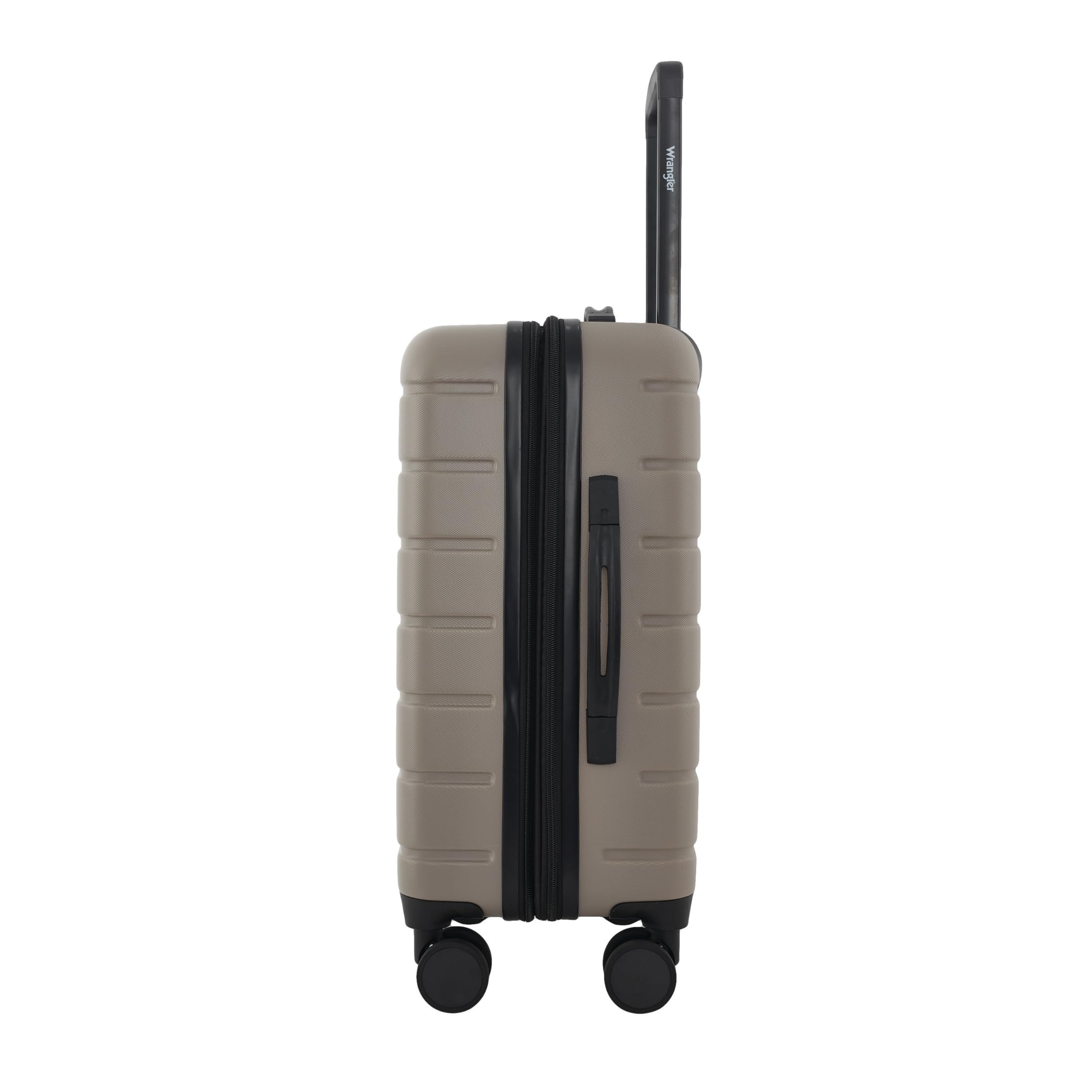 Wrangler Tall Trunk Luggage 4 Piece Set - Durable Expandable Suitcase with Wheels for Travel, Desert Taupe | Perfect for Airplane Carry-On, Business Trips & Family Vacations