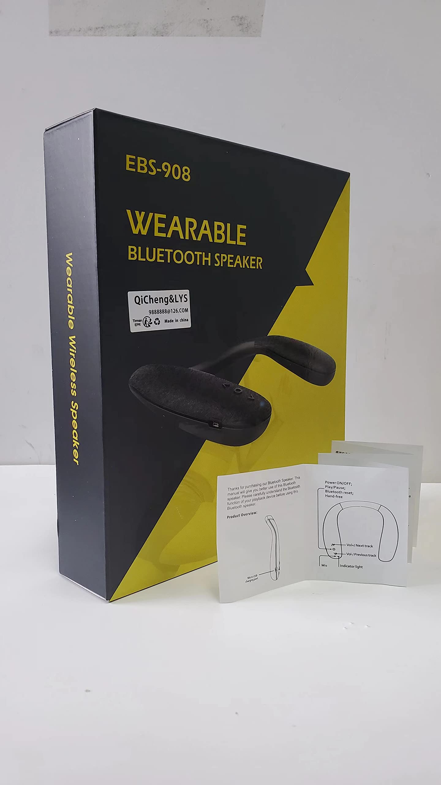 QiCheng & LYS Neckband Bluetooth Speakers - Wireless Wearable Neck Speakers with Theater Stereo Surround Sound, Comfortable Design for Home, Work, TV, Gaming, and Outdoor Activities (908 Grey)