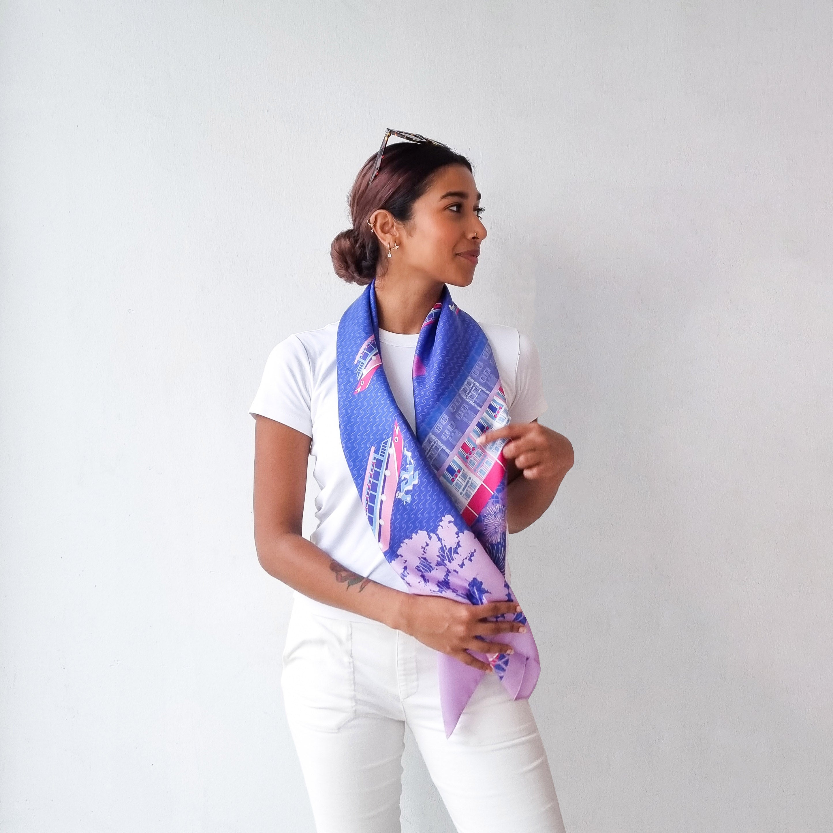 Luxury Singapore Quay Silk Scarf - Premium 100% Mulberry Silk Shawl for Women, Elegant Evening Wear & Travel Accessory - Perfect for Gifts, Weddings, and Special Occasions