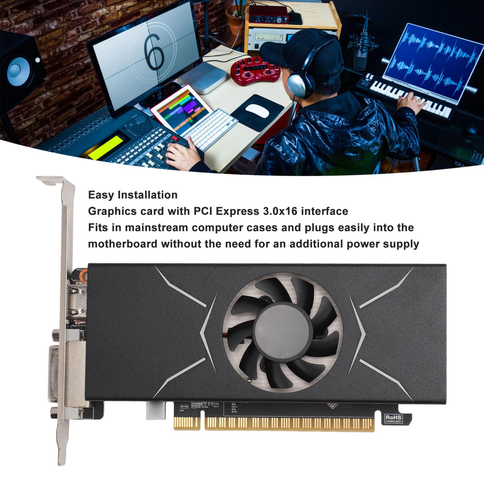NVIDIA GeForce GTX 1050 Ti 4GB GDDR5 128-bit Gaming Graphics Card with Cooling Fan - HDMI, DVI, DisplayPort - Perfect for PC Gaming, Video Editing & 4K Multimedia