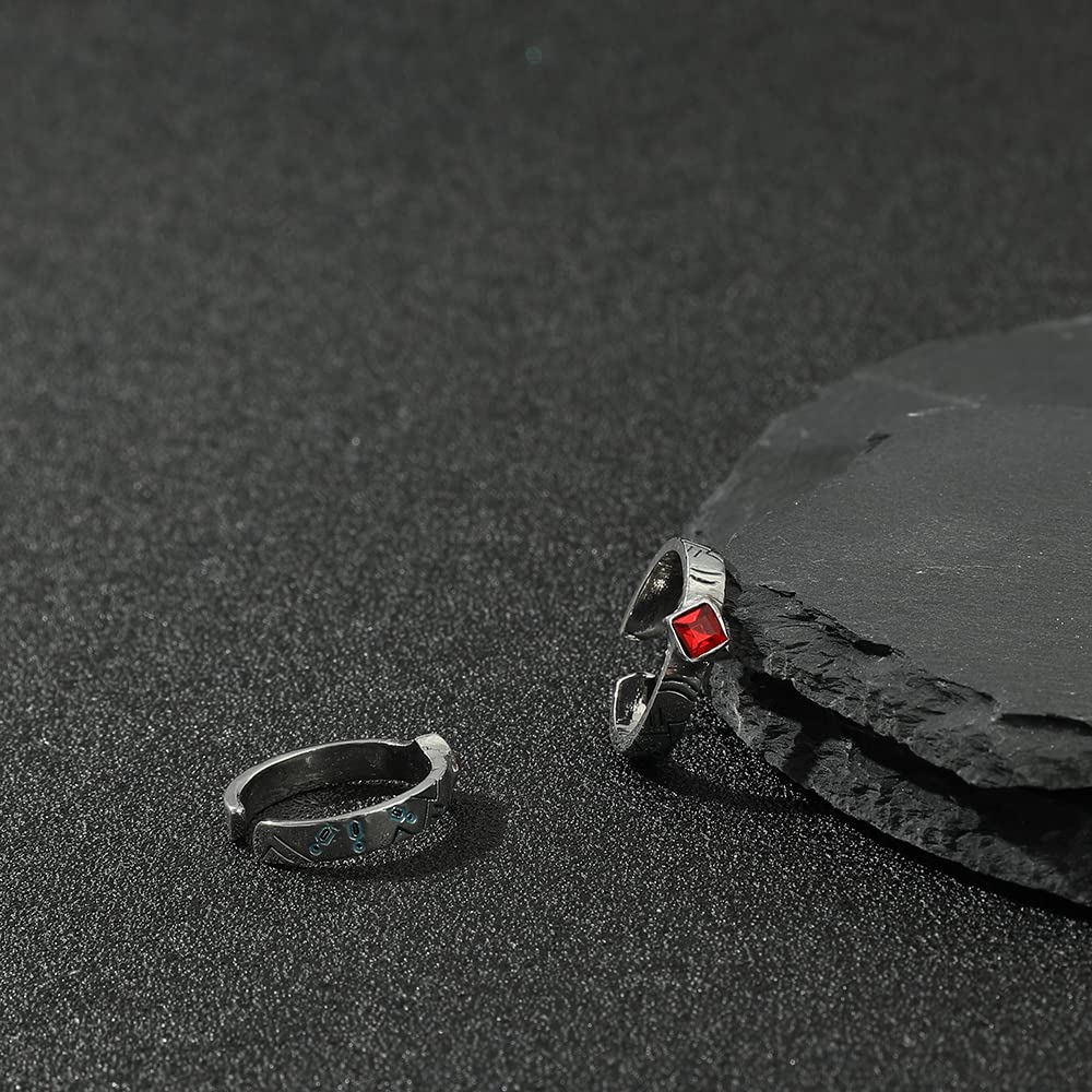 Tanjiro Cosplay Anime Adjustable Open Ring - Demon Slayer Manga Jewelry for Women & Girls | Perfect for Cosplay, Halloween, and Anime Conventions