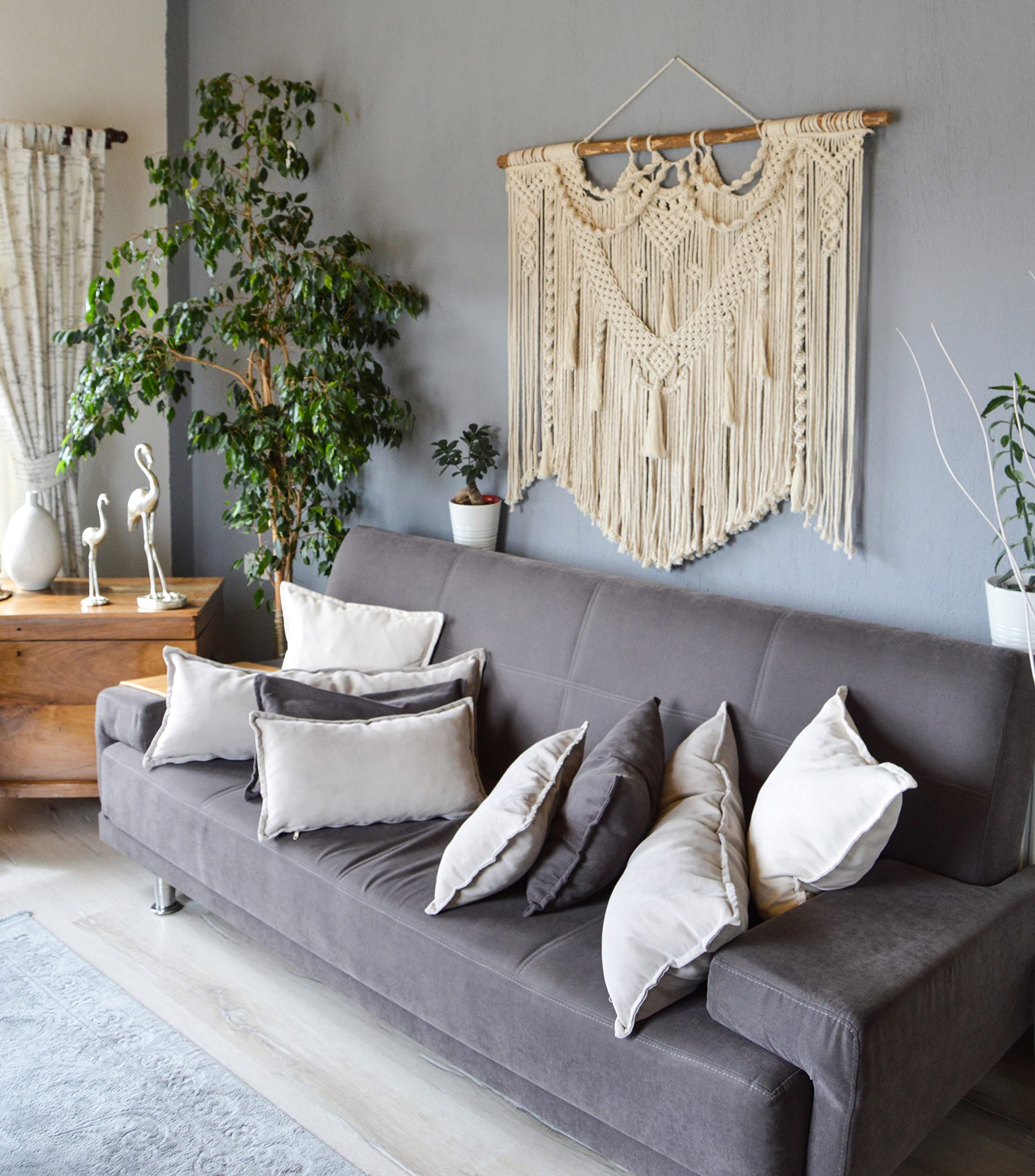 Extra Large Macrame Wall Hanging - Bohemian Woven Yarn Tapestry for Bedroom, Dorm & Home Decor | Boho Wall Art, Aesthetic Headboard & Room Decor | Perfect for Living Room, Nursery & Wedding Backdrop