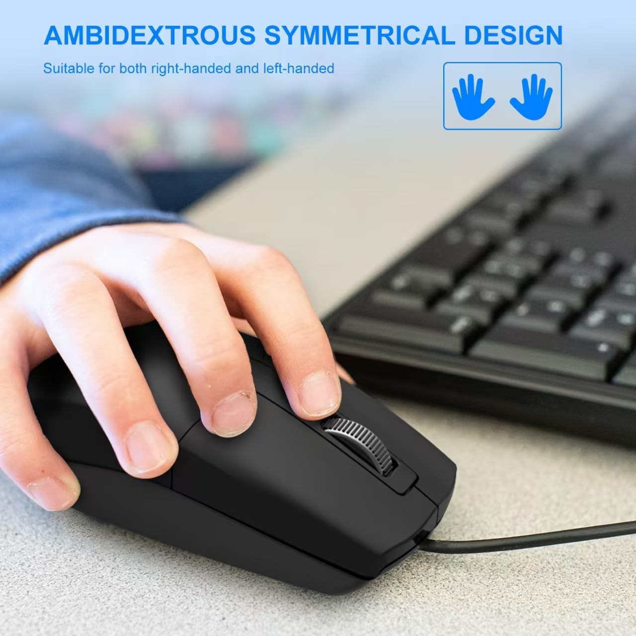 USB C Wired Mouse - Type C Optical Mouse with Silent Click & Ergonomic Design - Compatible with MacBook, Laptop, PC, Android - Perfect for Office, Travel & Gaming