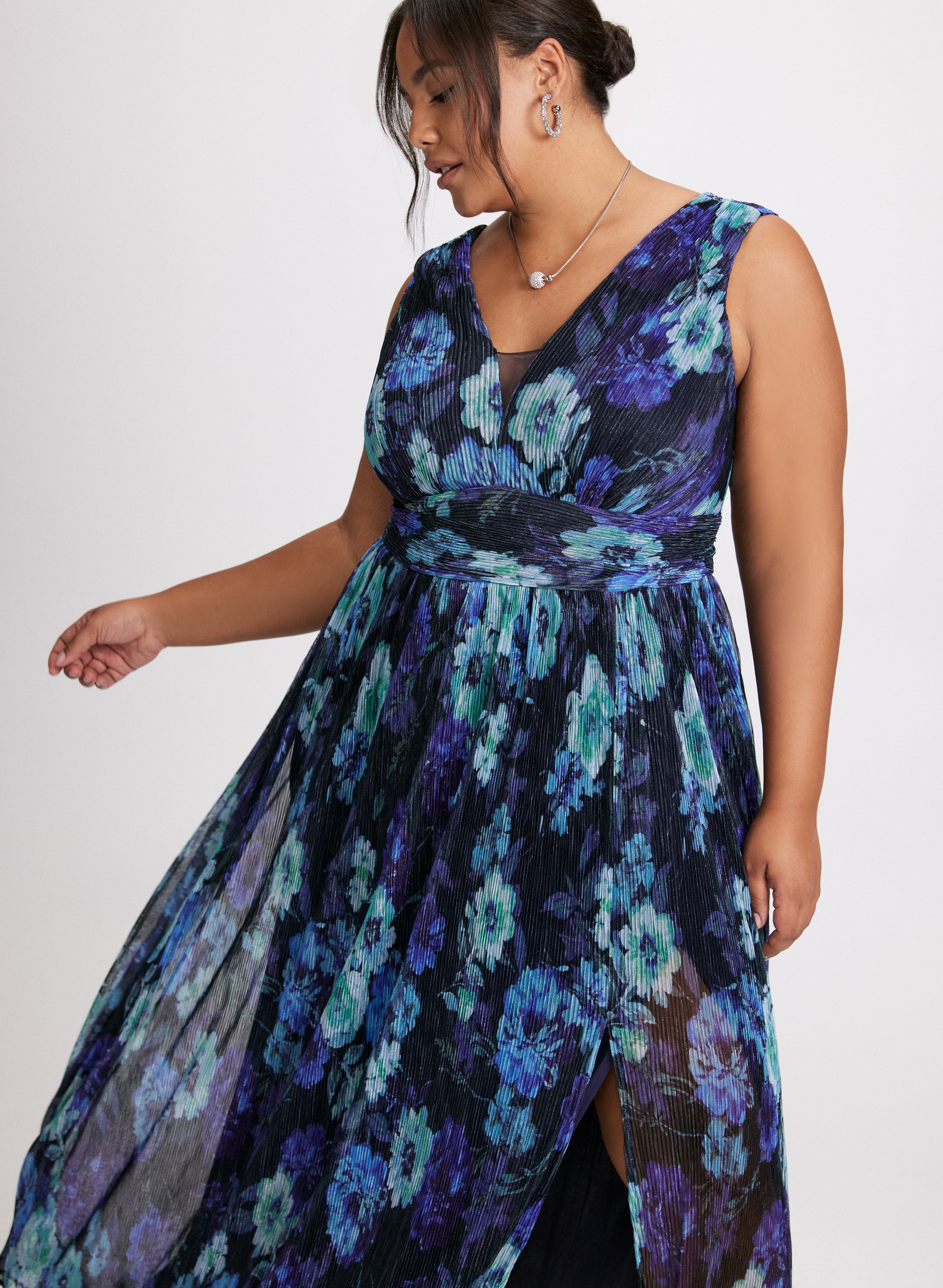 Floral Plisse Dress for Women - Elegant Summer Midi Dress with Ruffles & Flowy Design - Perfect for Weddings, Parties & Beach Vacations