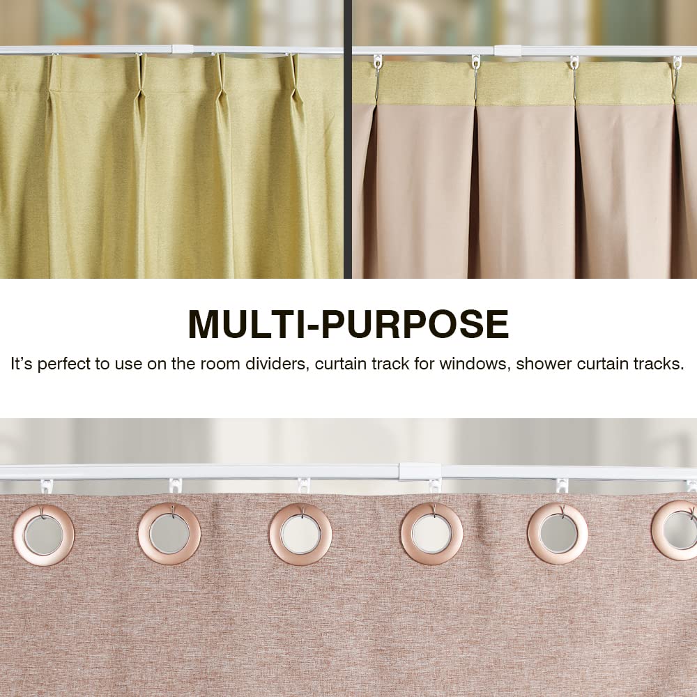 Adjustable Telescopic Ceiling Mount Curtain Track System 33 to 59 Inches - White Room Divider for Bedroom, Living Room & Office Partition